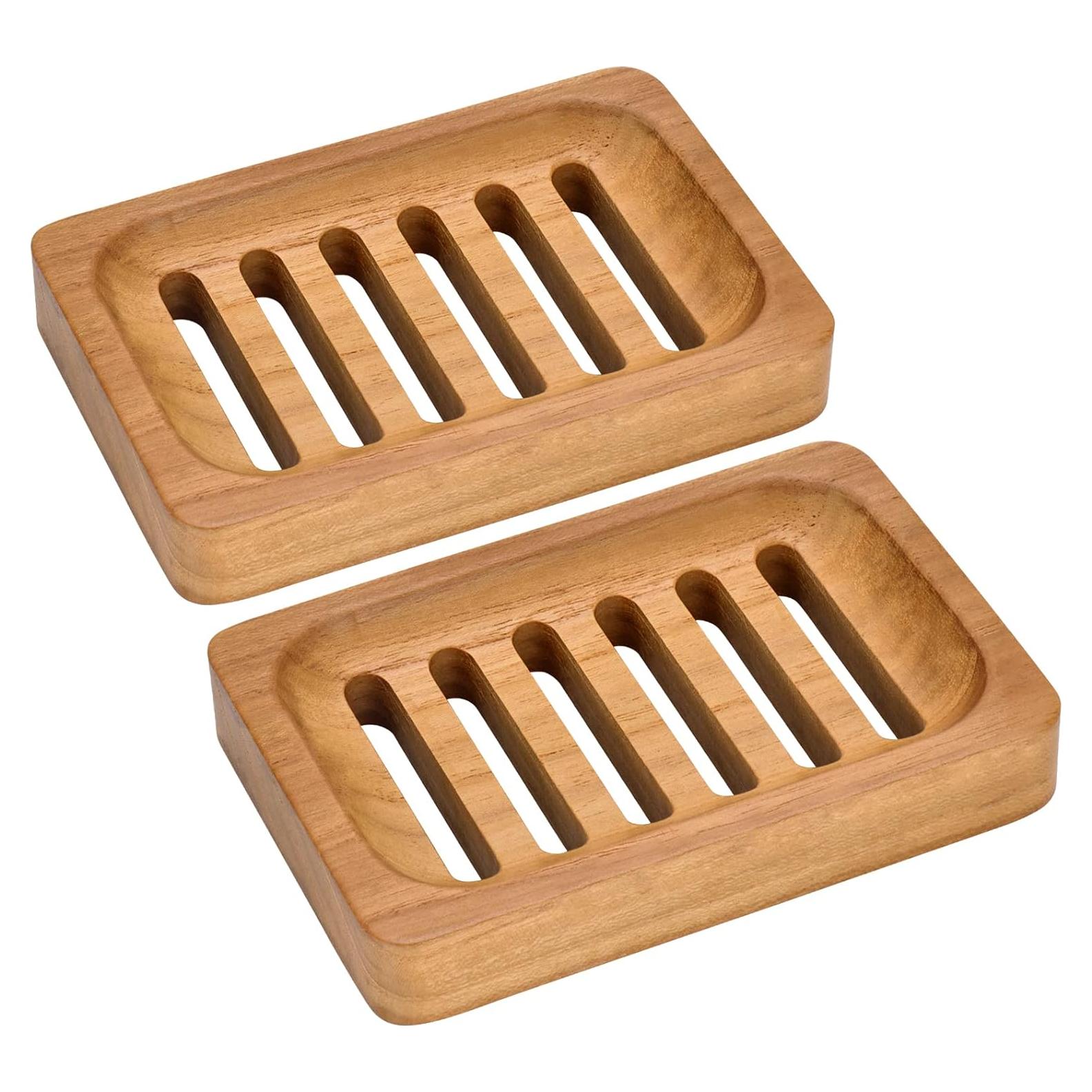 Plato de Jabón de Madera de Teca DEBETOOL - 2 Piezas Impermeables