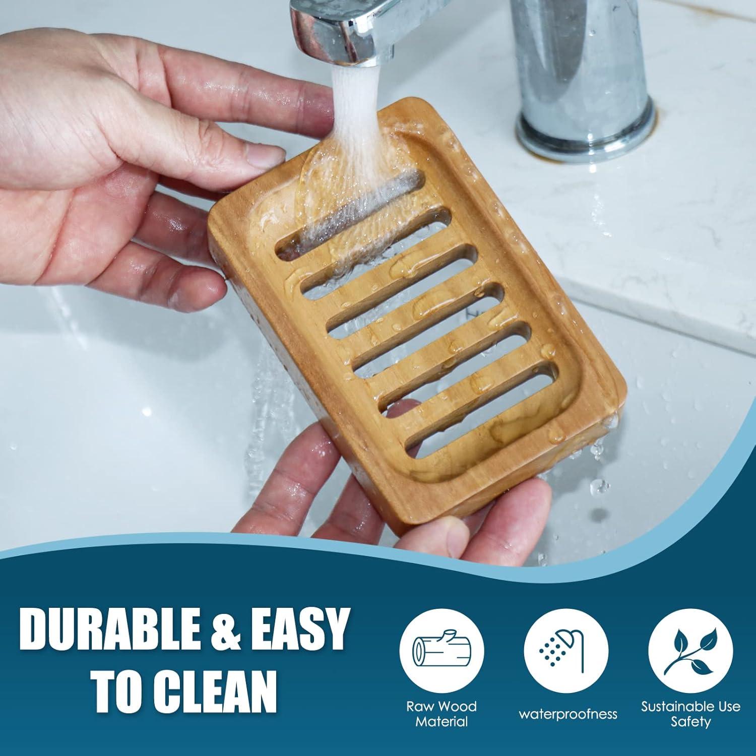 Plato de Jabón de Madera de Teca DEBETOOL - 2 Piezas Impermeables