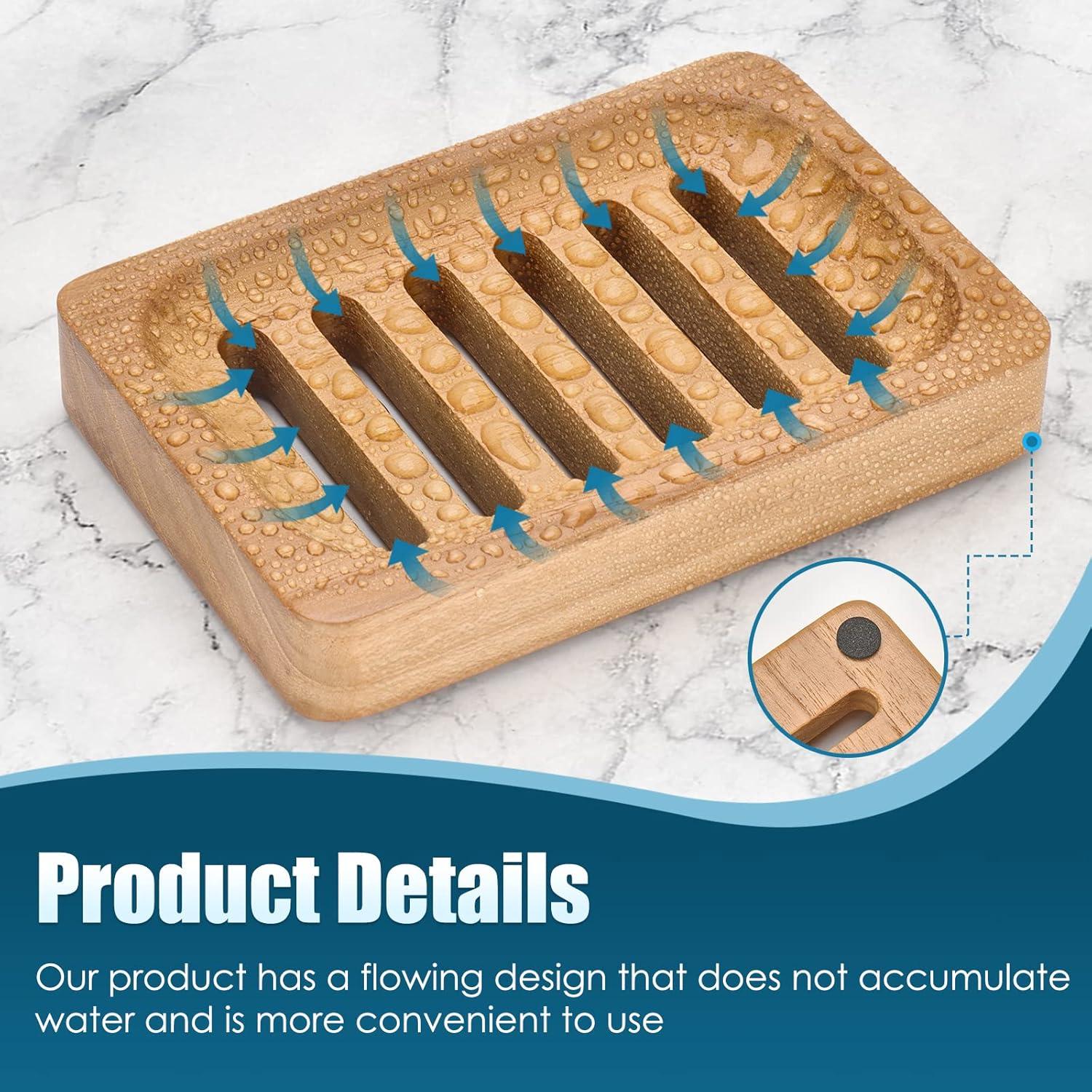 Plato de Jabón de Madera de Teca DEBETOOL - 2 Piezas Impermeables