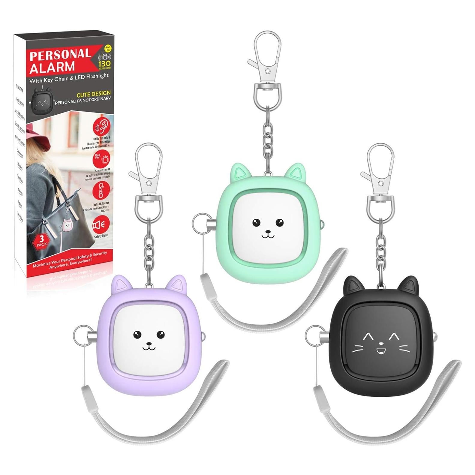 Alarma Personal de Seguridad VIGOROAD 130 dB con Luz LED - 3 Colores