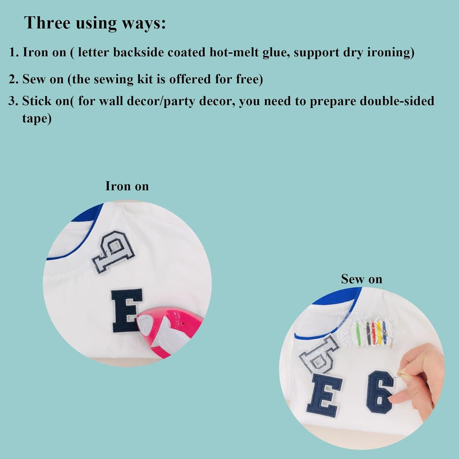 Parches Bordados de Letras y Números LSparhes Azul Marino