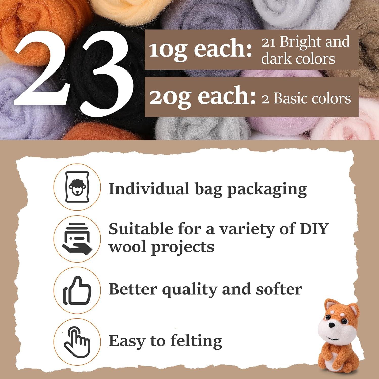 Kit de Lana para Fieltro ZXIIXZ 23 Colores 250g Manualidades