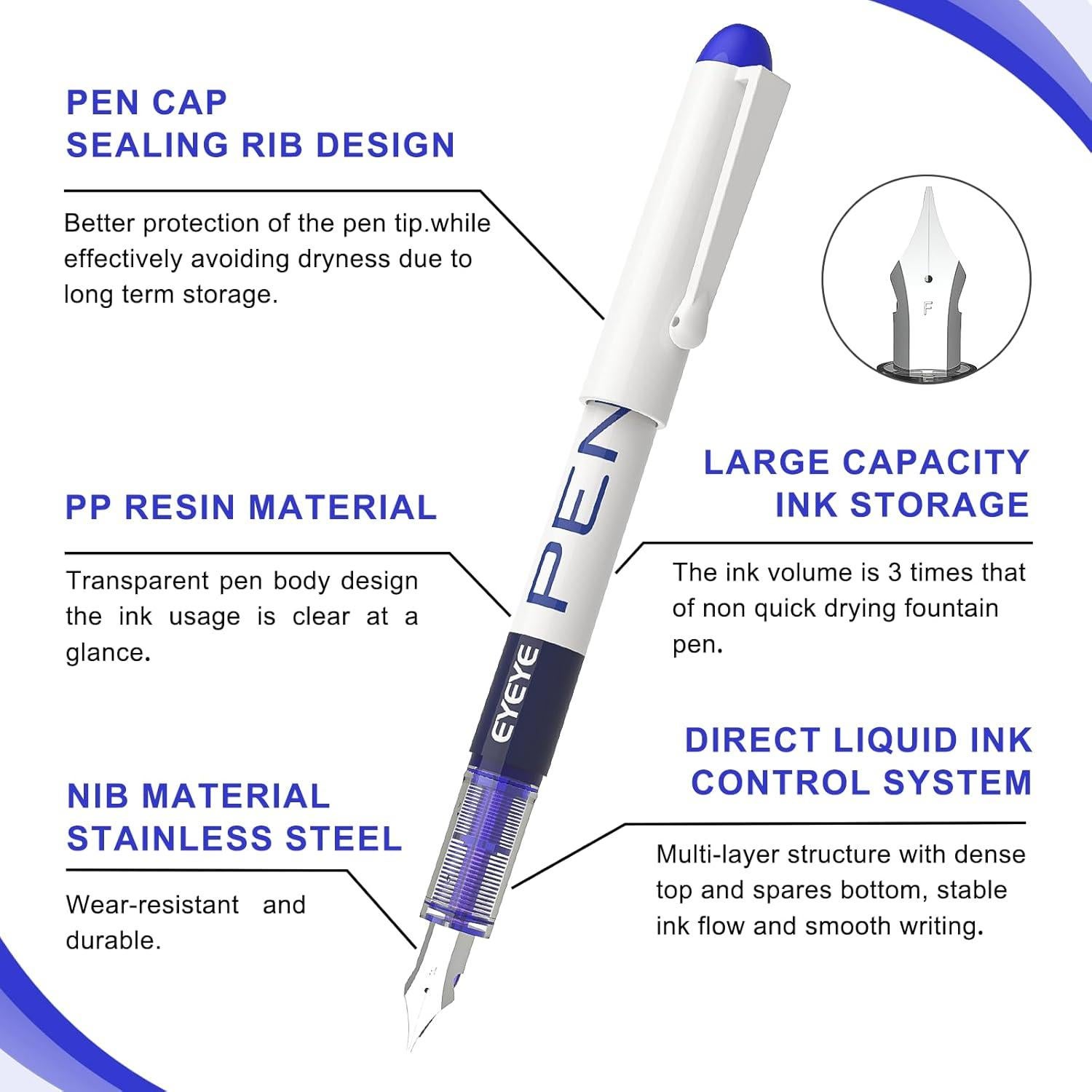 Plumas Fuente Desechables EYEYE 8 Colores Punta Fina 0.5mm