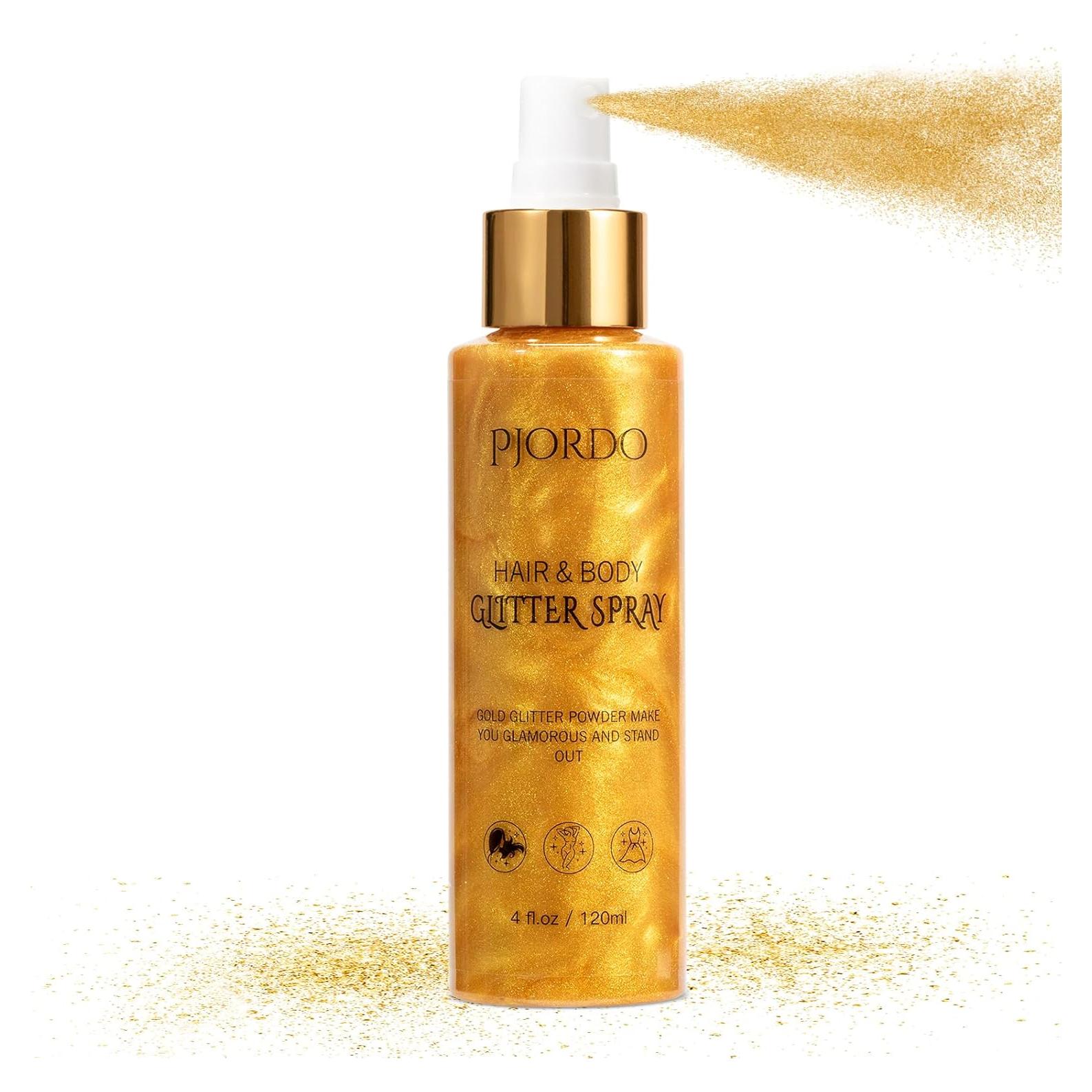 Spray Brillo Corporal Pjordo 113g Dorado para Cabello y Piel