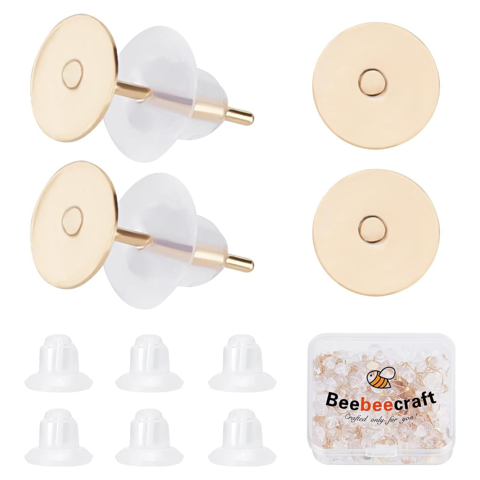 Beebeecraft 200 Piezas Puntos de Aretes Acero Inoxidable 6mm