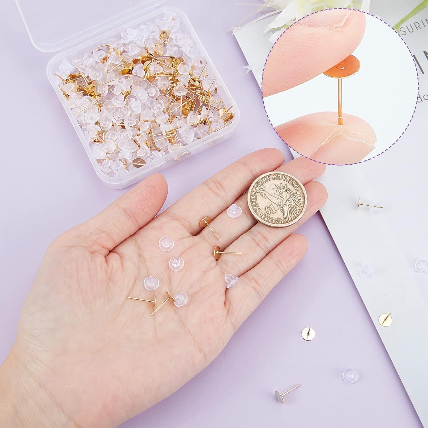 Beebeecraft 200 Piezas Puntos de Aretes Acero Inoxidable 6mm