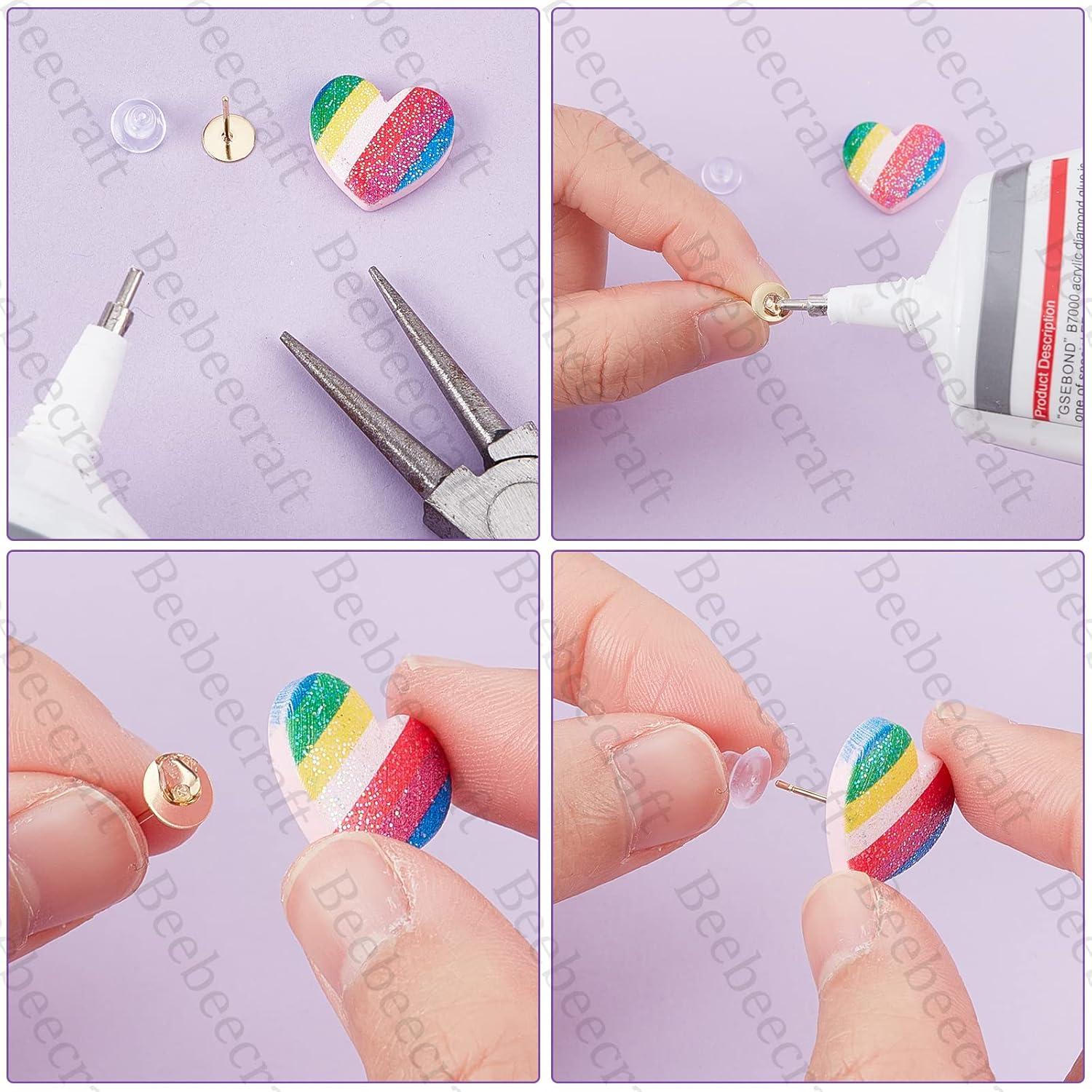 Beebeecraft 200 Piezas Puntos de Aretes Acero Inoxidable 6mm