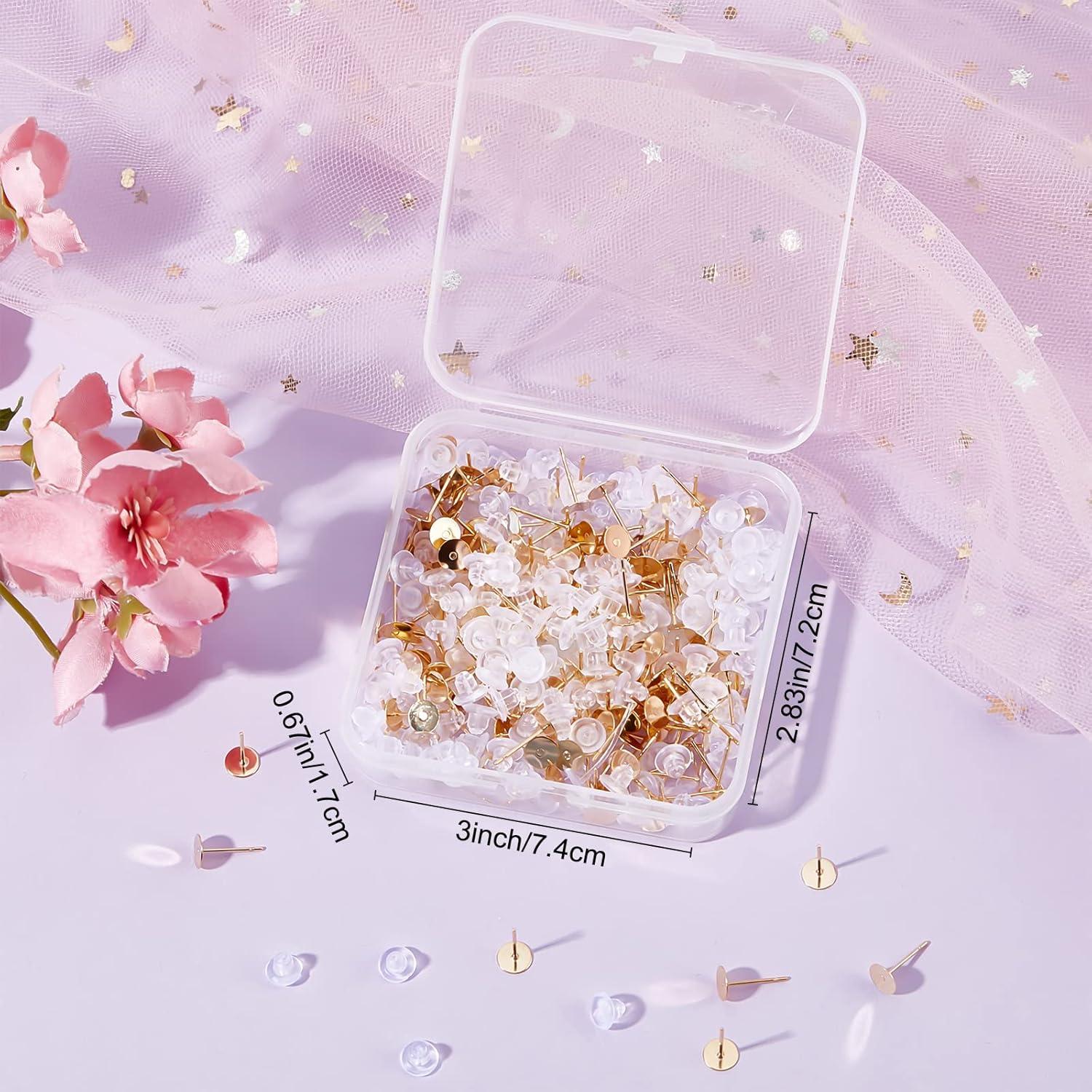 Beebeecraft 200 Piezas Puntos de Aretes Acero Inoxidable 6mm