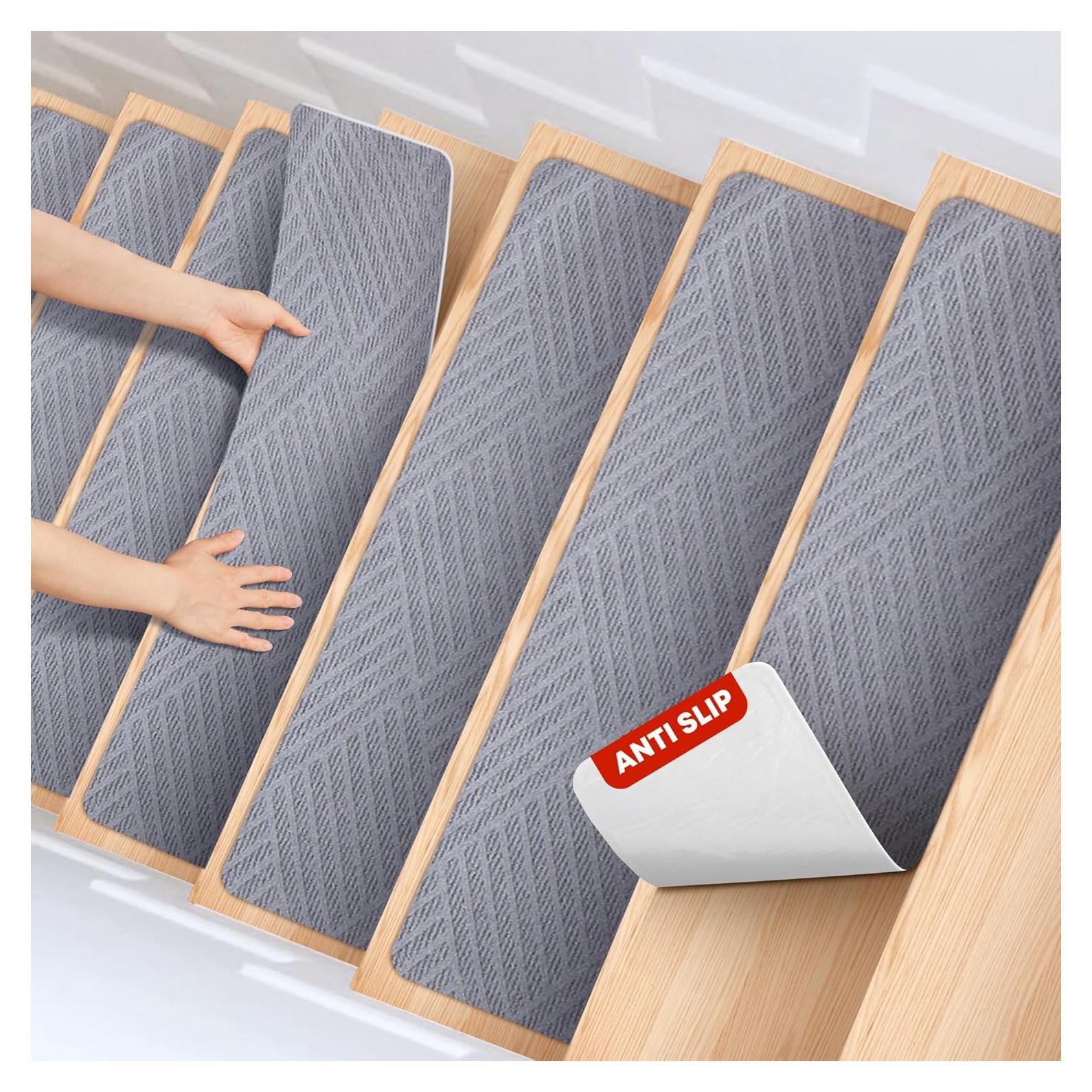 Escalones de Alfombra Antideslizantes MBIGM 15 Piezas 20x76 cm