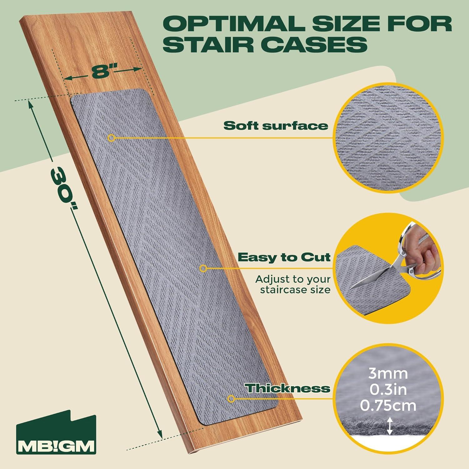 Escalones de Alfombra Antideslizantes MBIGM 15 Piezas 20x76 cm