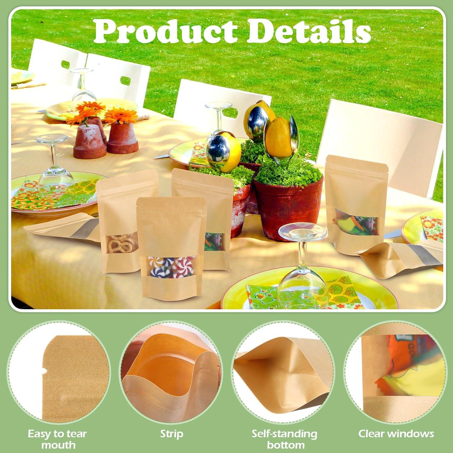 Bolsas Kraft con Ventana Geosar 450 Pcs 10x15 cm Reutilizables