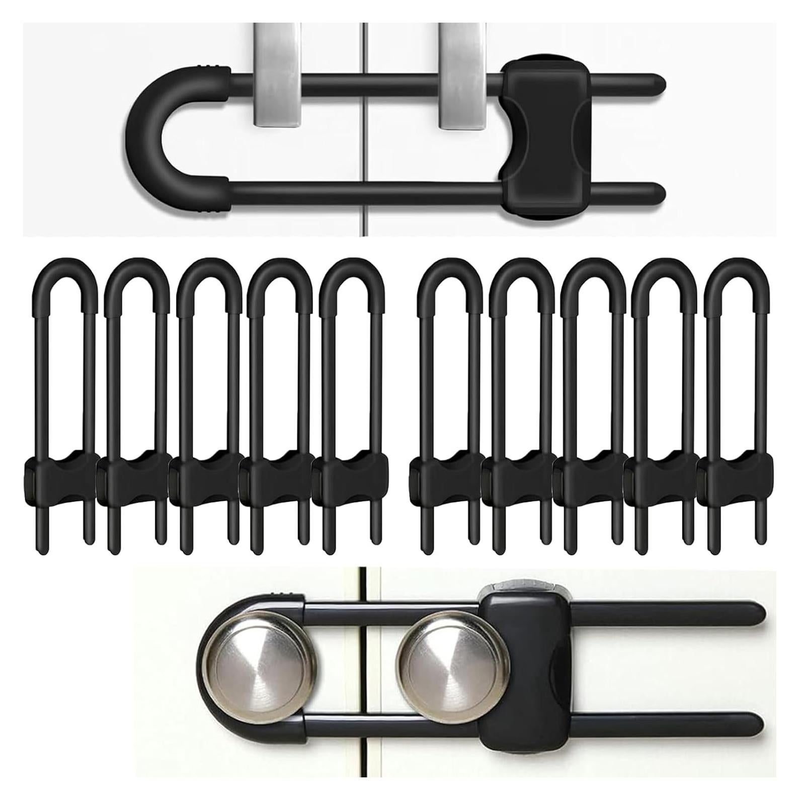 Cerraduras de Seguridad para Gabinetes QTZFKFLHD - 10 Unidades Negras