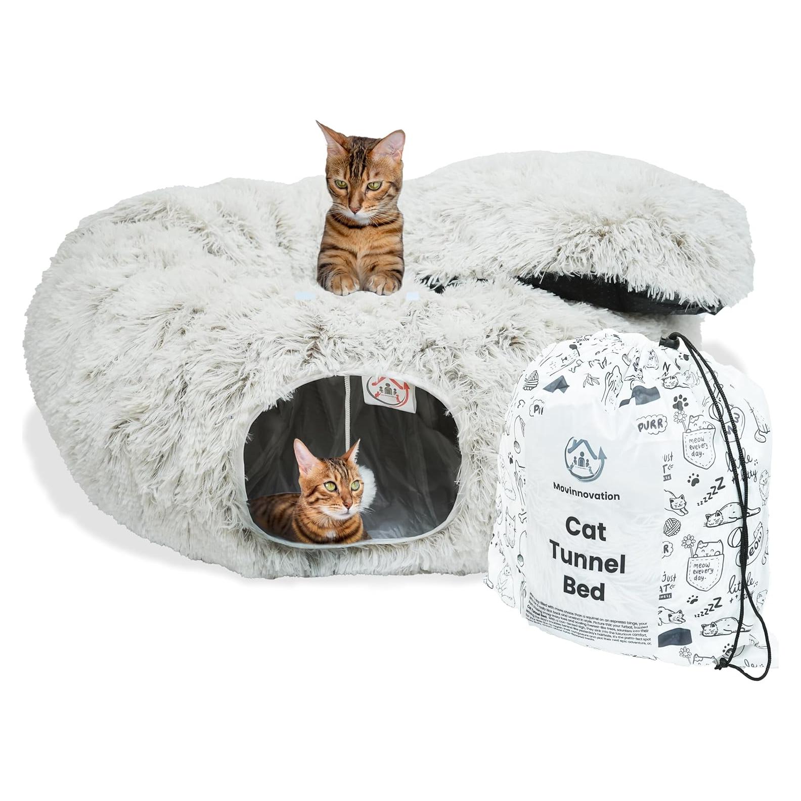 Cama Túnel para Gatos Movinnovation Marrón 80x80 cm Lavable