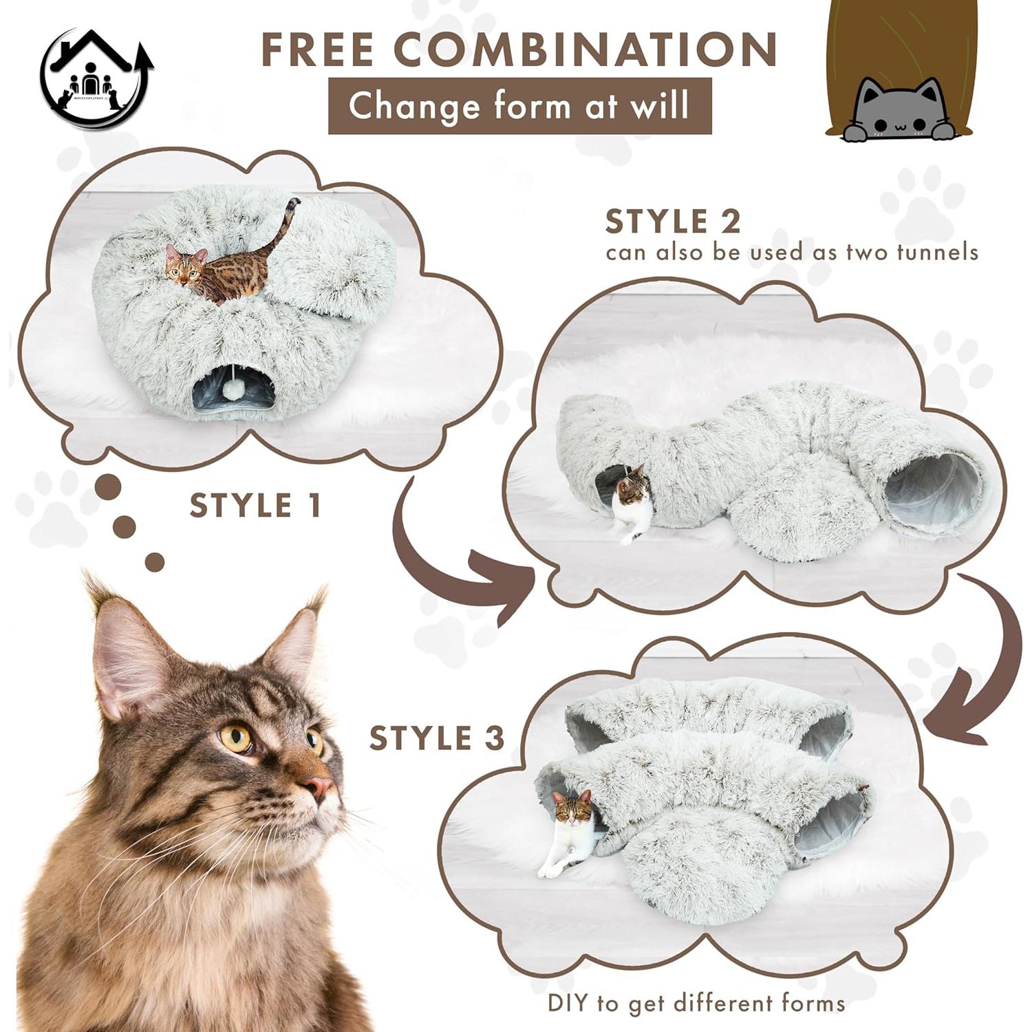 Cama Túnel para Gatos Movinnovation Marrón 80x80 cm Lavable