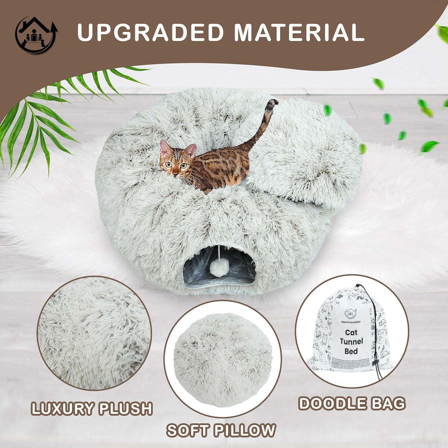 Cama Túnel para Gatos Movinnovation Marrón 80x80 cm Lavable