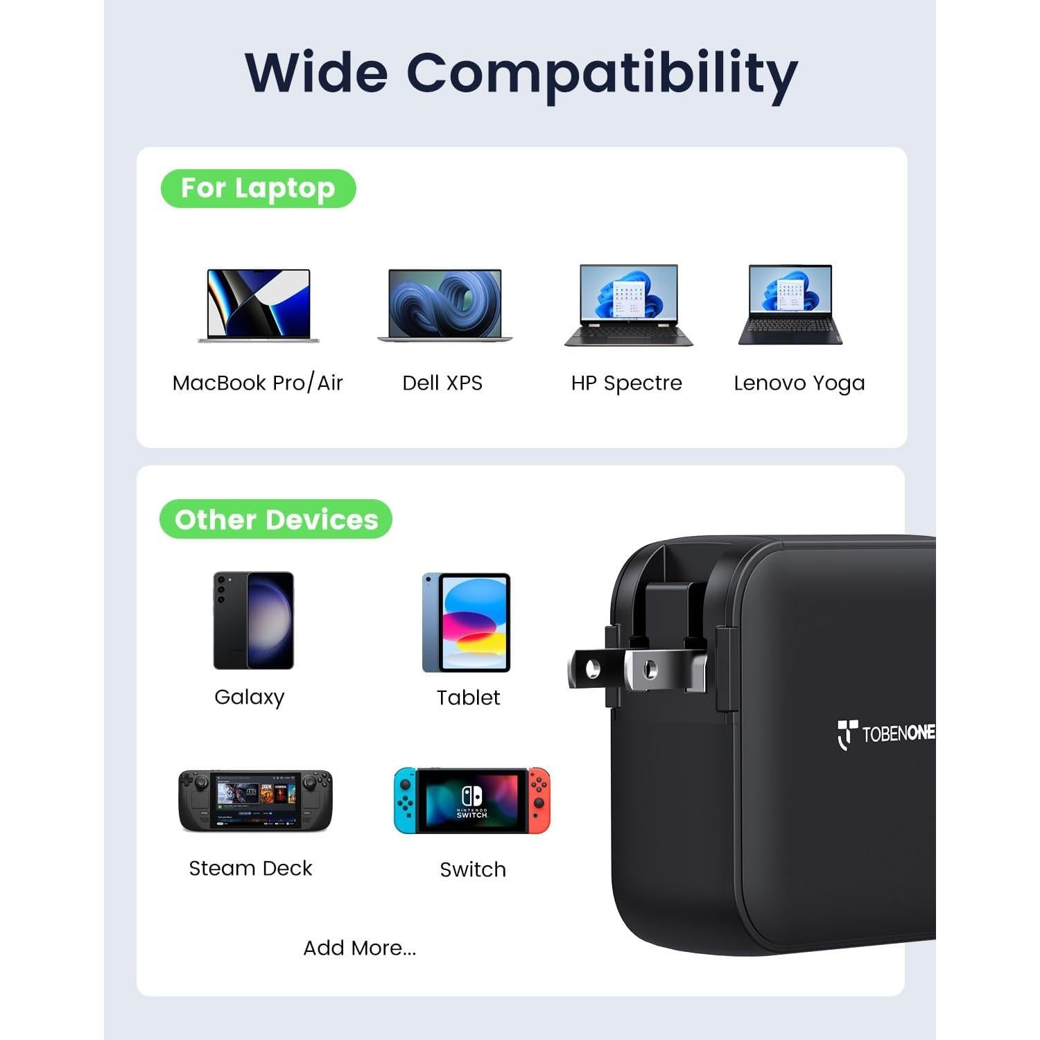 Cargador USB C 100W GaN III Plegable para Laptop