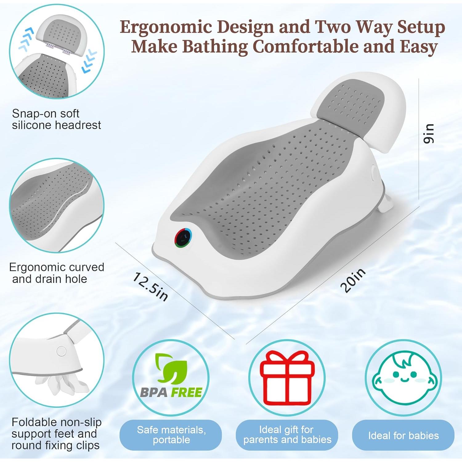 Soporte de Baño para Bebés MAIKKB con Termómetro Plegable