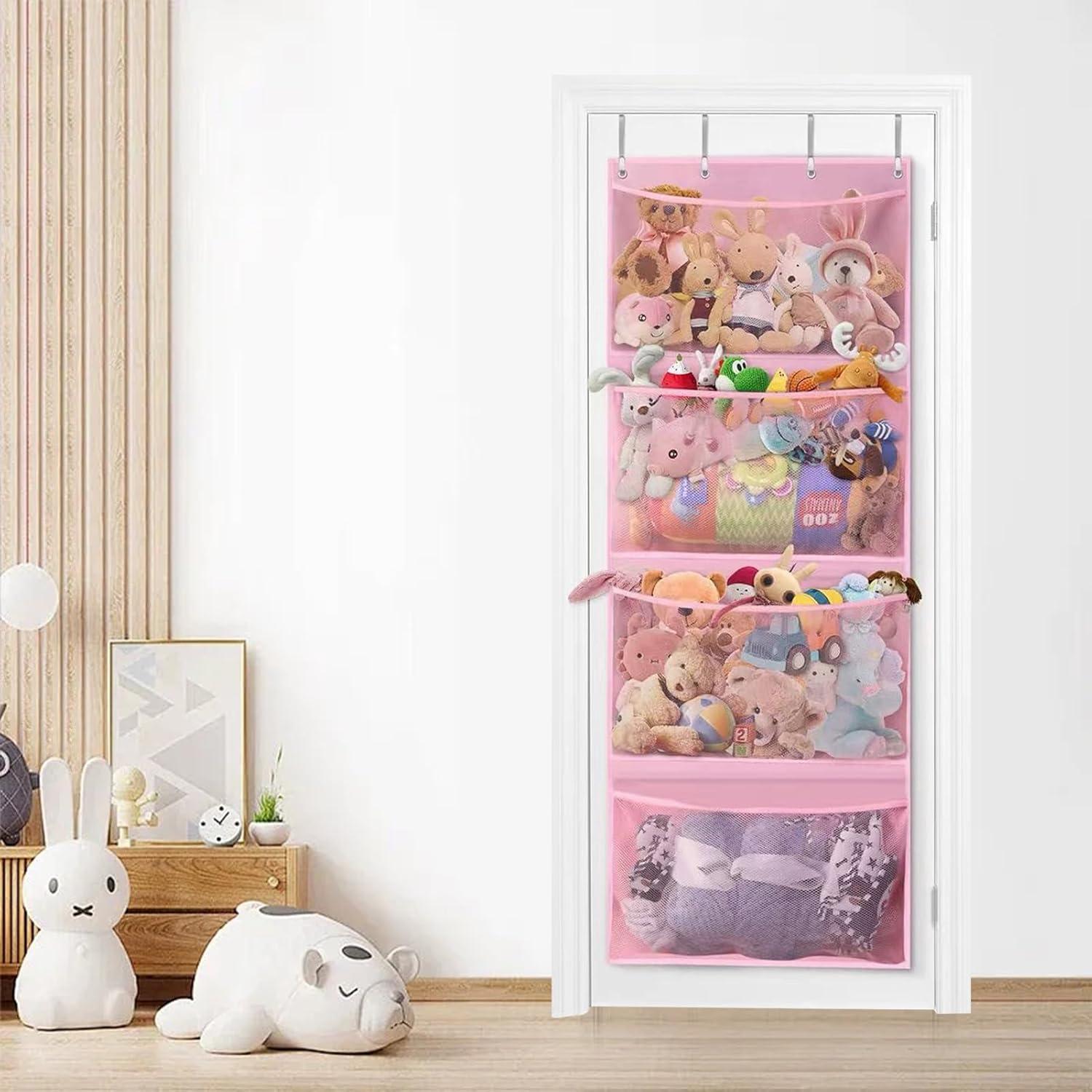 Organizador de Juguetes Kuaile Rosa - Almacenamiento Colgante 4 Bolsillos