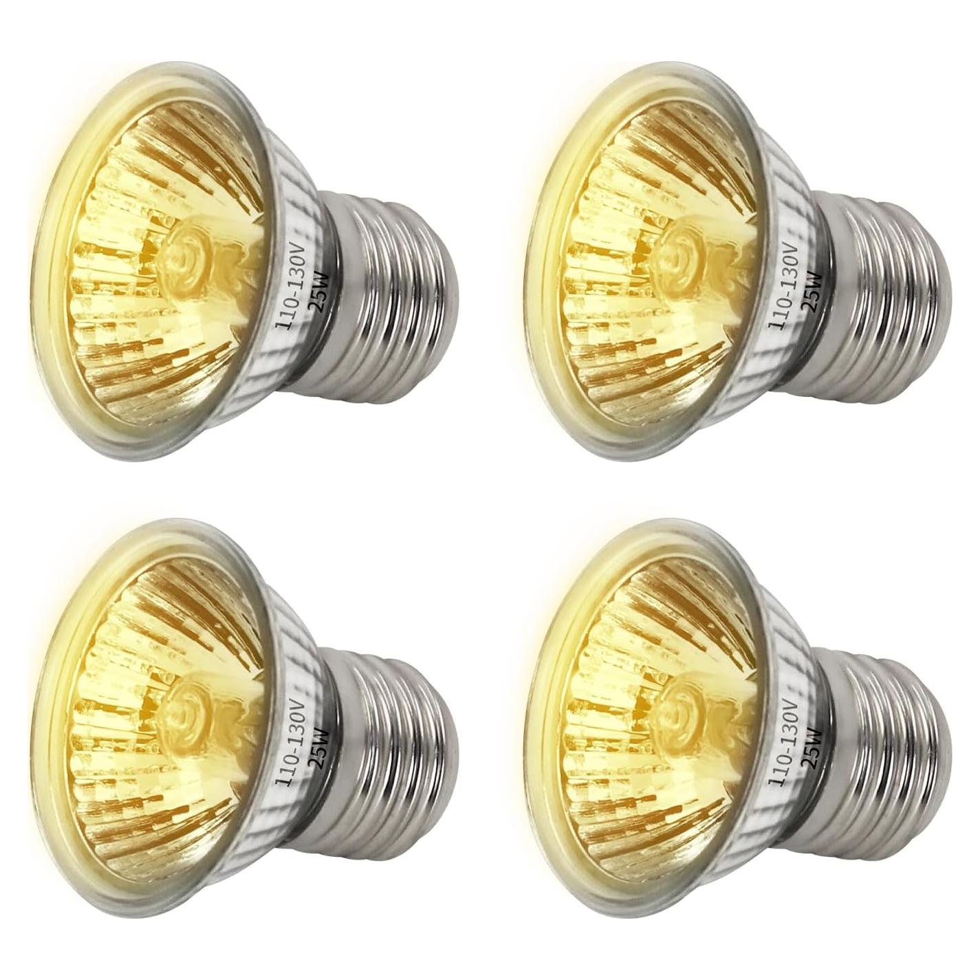 Paquete de 4 bombillas de calor UVA 25W Abustle Pig para reptiles