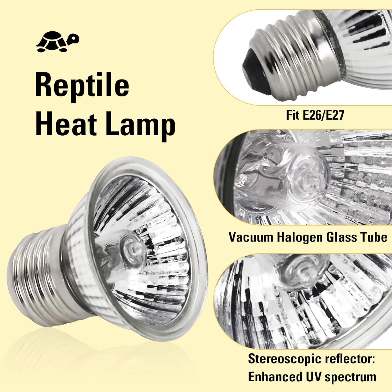 Paquete de 4 bombillas de calor UVA 25W Abustle Pig para reptiles