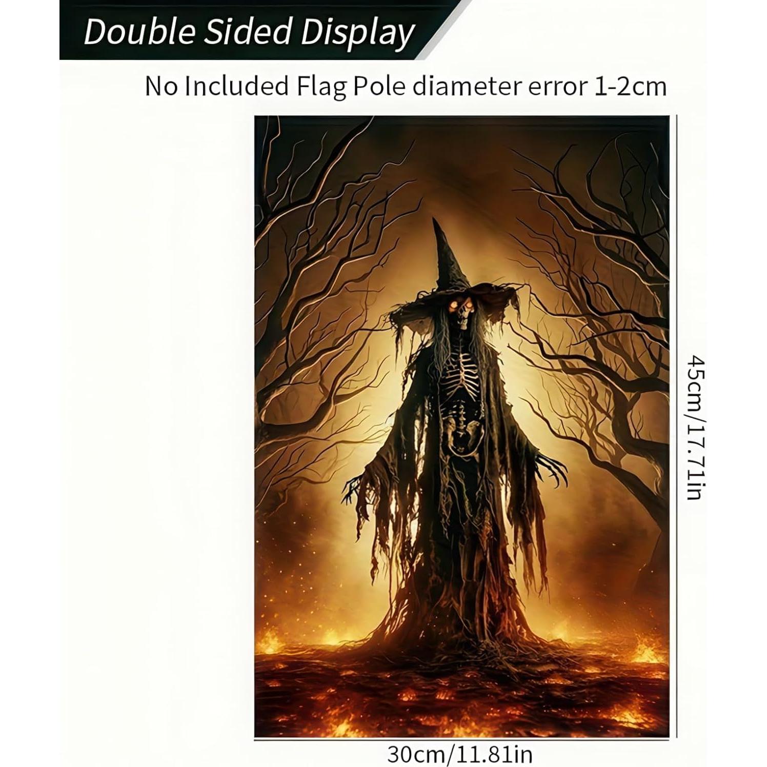 Bandera de Jardín Halloween Doble Cara 30x45 cm Bruja Espeluznante