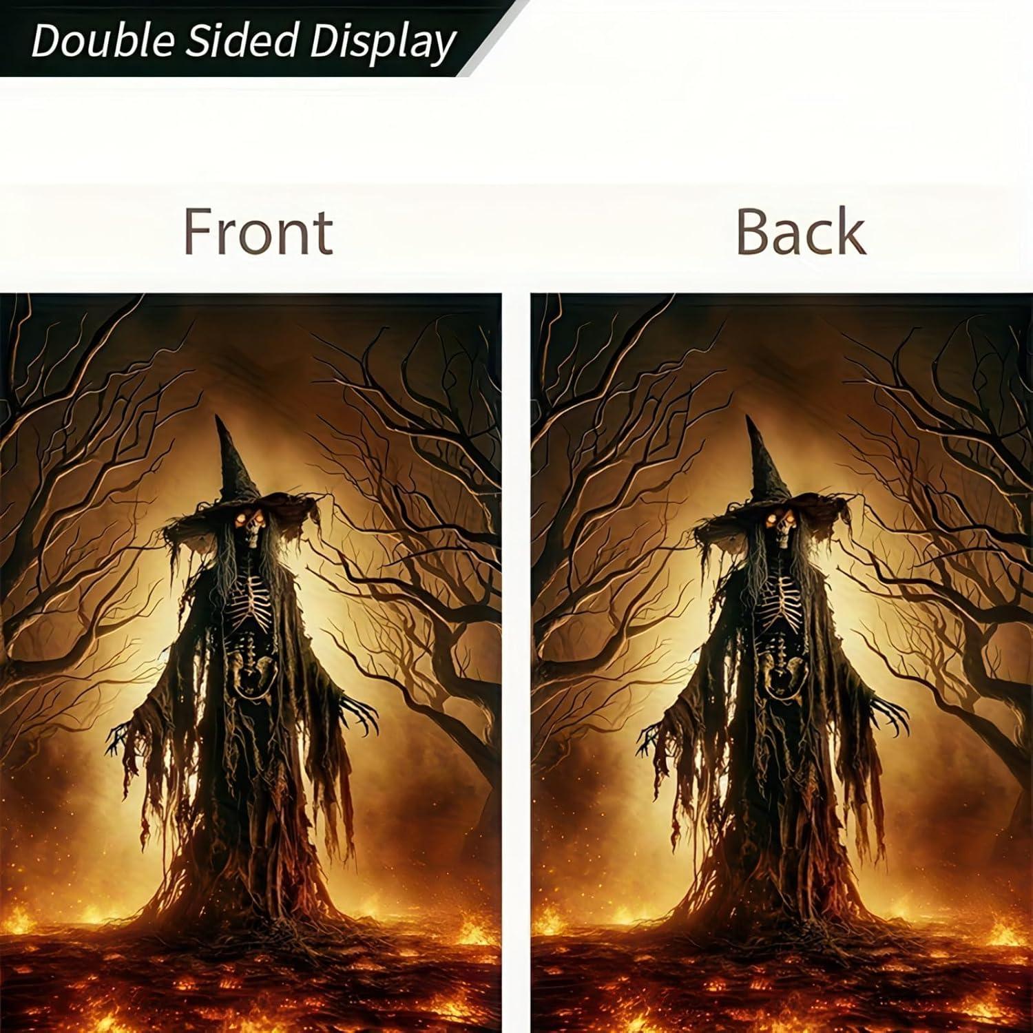 Bandera de Jardín Halloween Doble Cara 30x45 cm Bruja Espeluznante