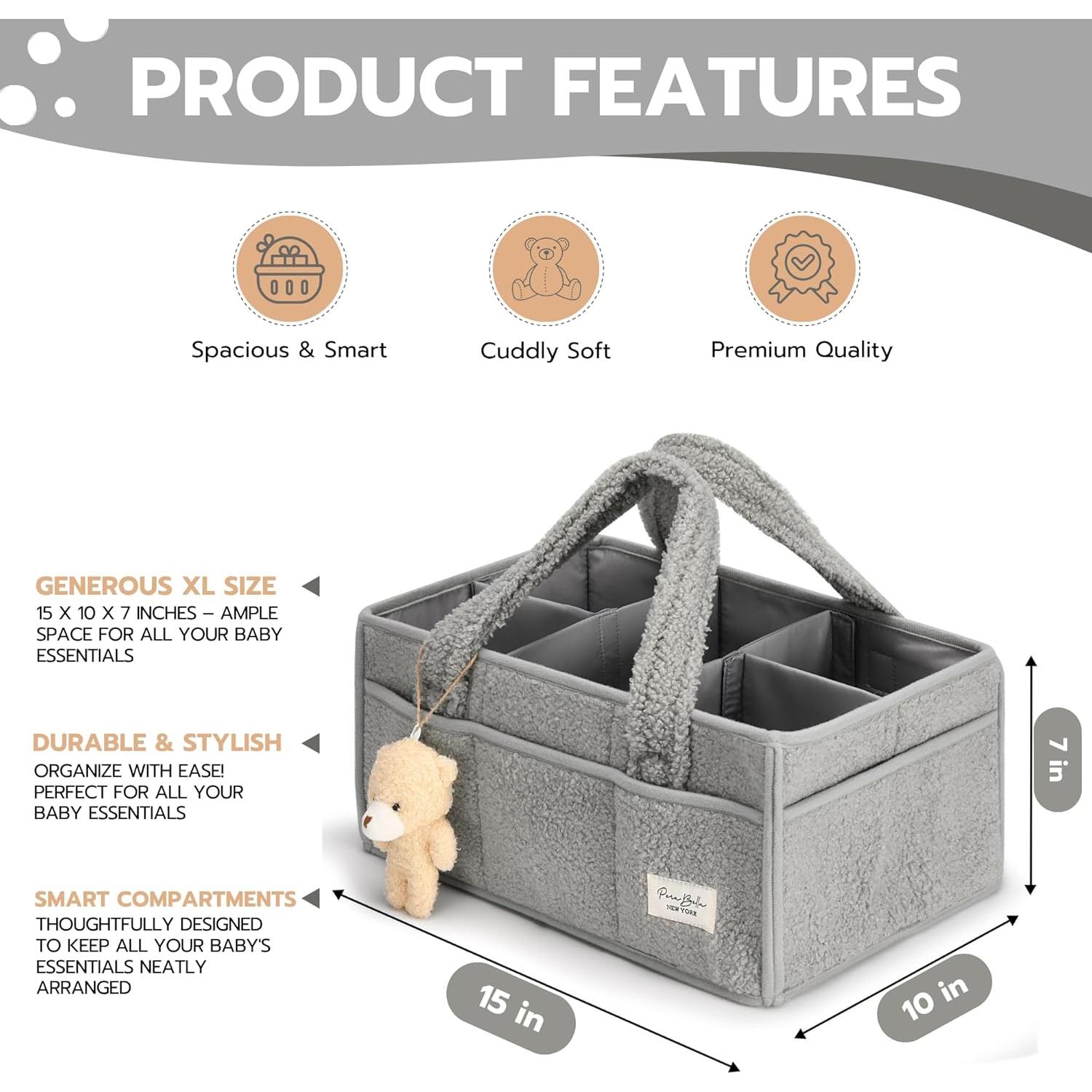 Organizador de Pañales PeraBella Baby Gris X-Large con Asa