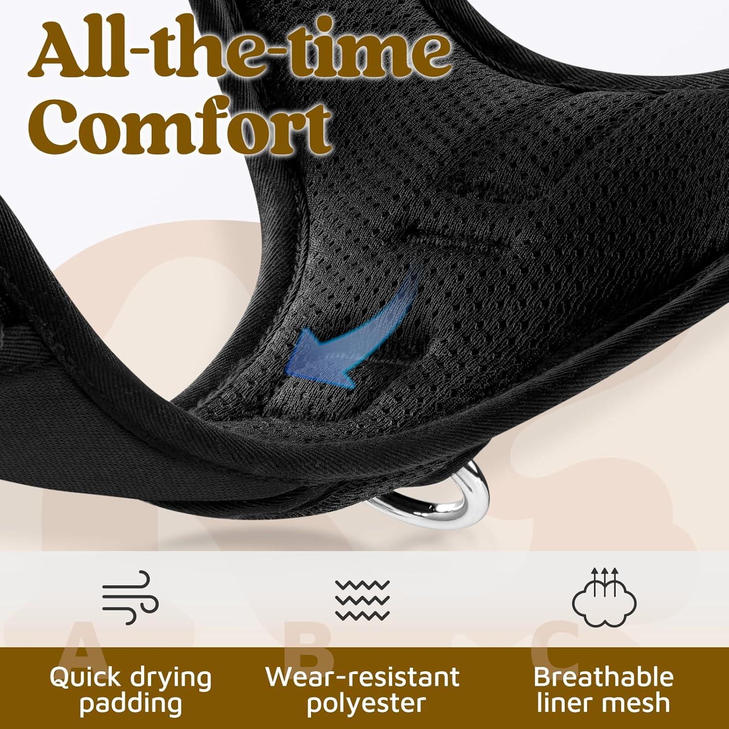 Arnés para Perros Rabbitgoo Pequeño Negro Ajustable y Acolchado