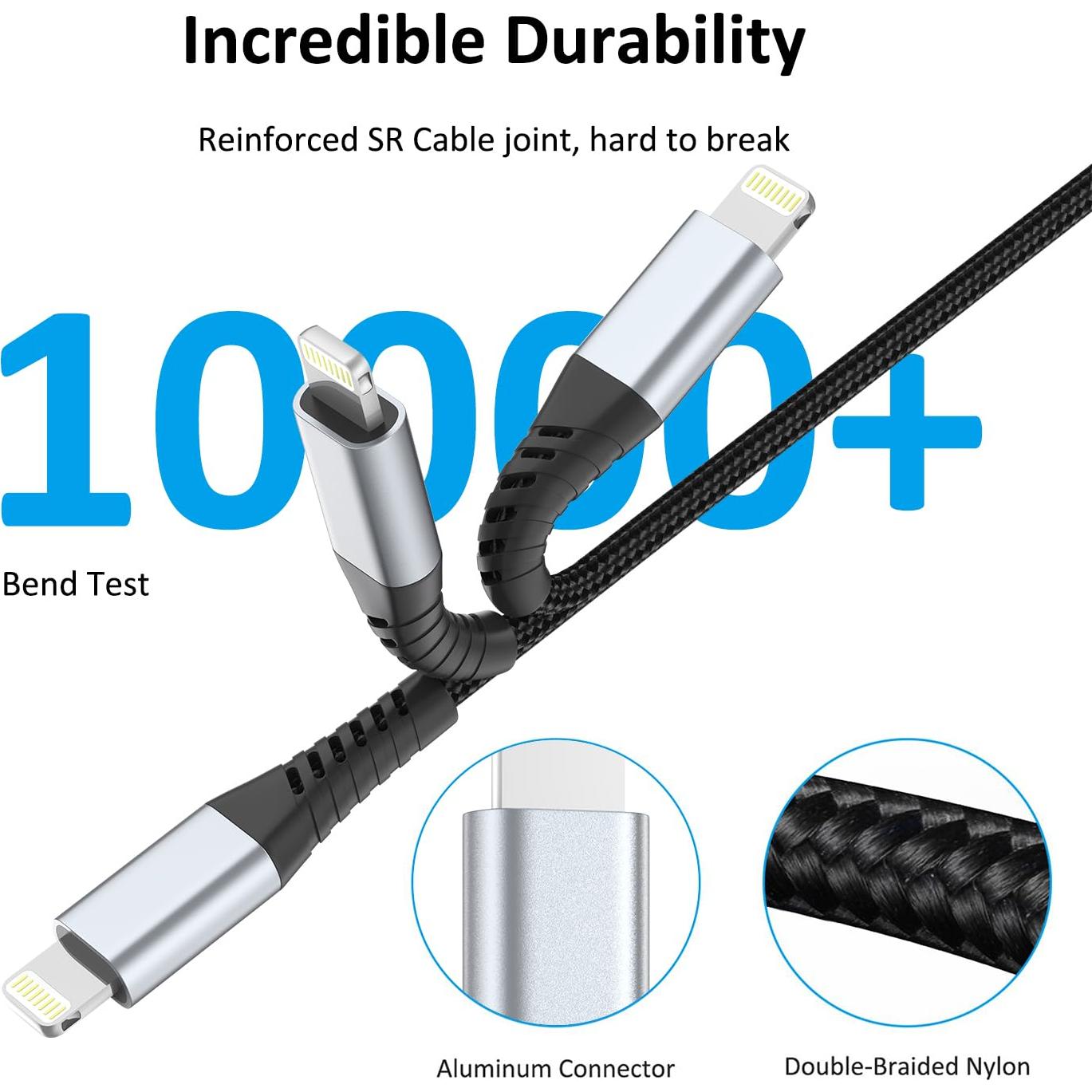 Cable corto USB a Lightning PEAKLIFT 15 cm - Paquete de 3