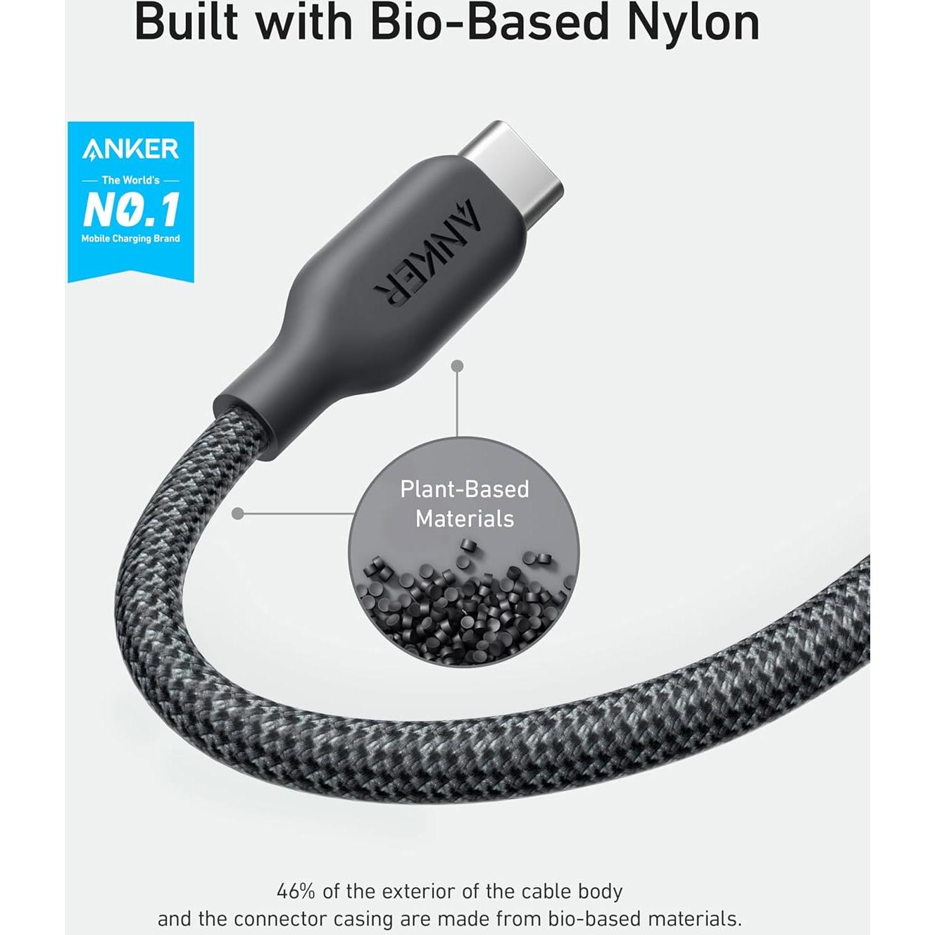 Cable USB A a USB C Anker Bio-Braided 2 Pack 1.8m Negro