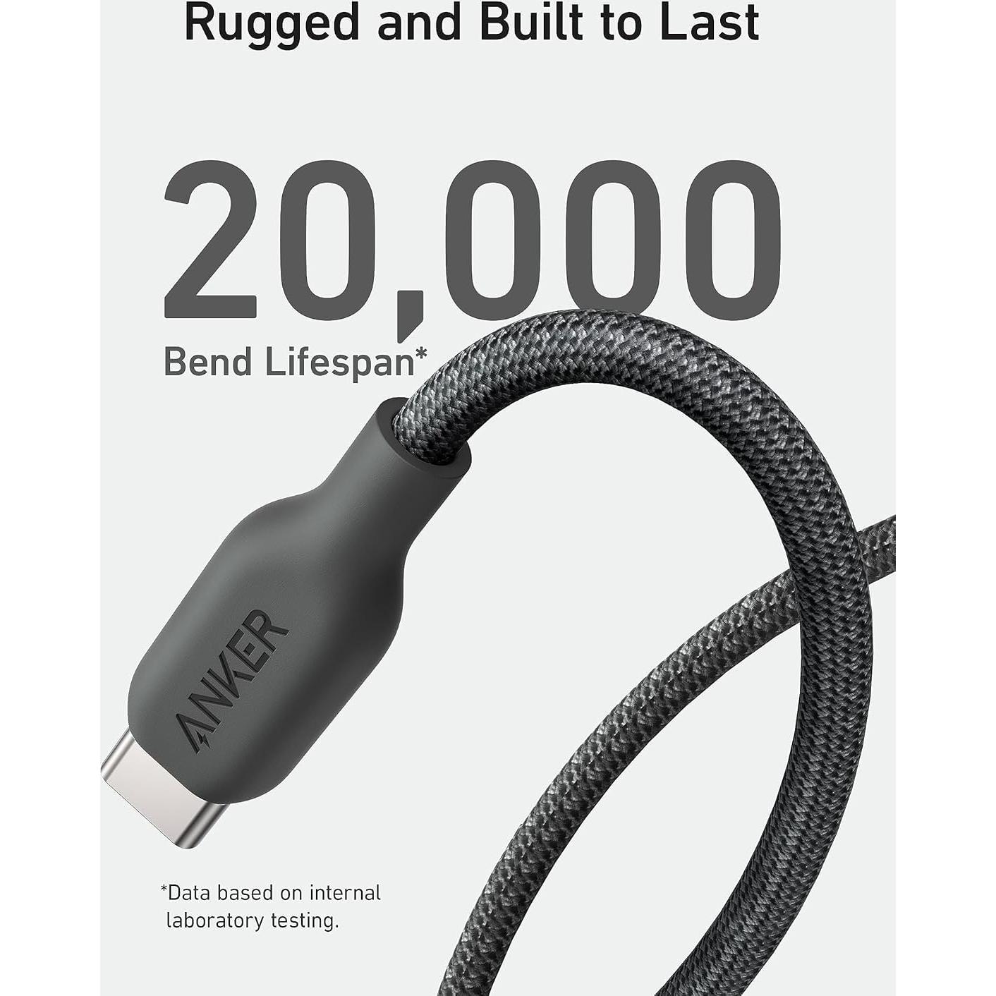 Cable USB A a USB C Anker Bio-Braided 2 Pack 1.8m Negro