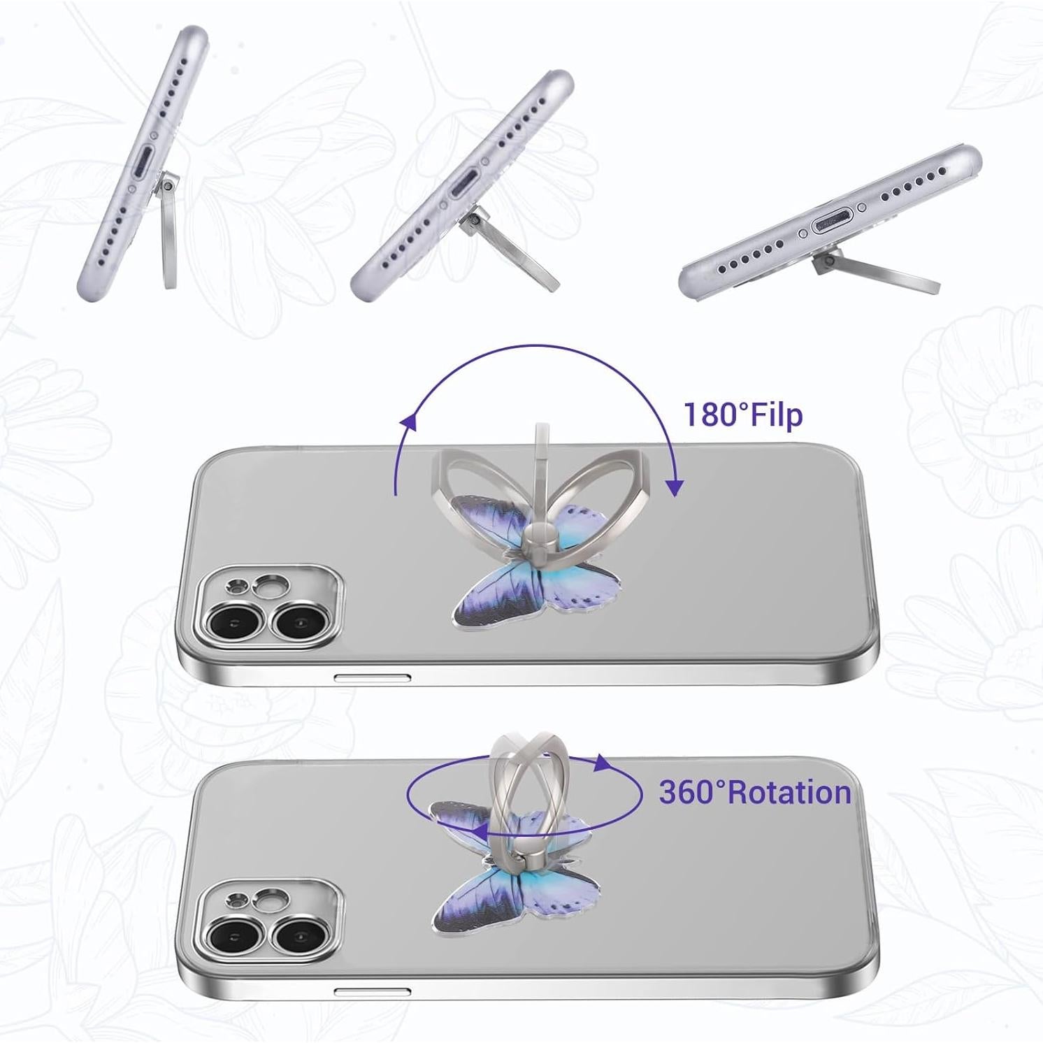 Soporte de Anillo para Teléfono Móvil AOZUO 3 PCS Mariposa
