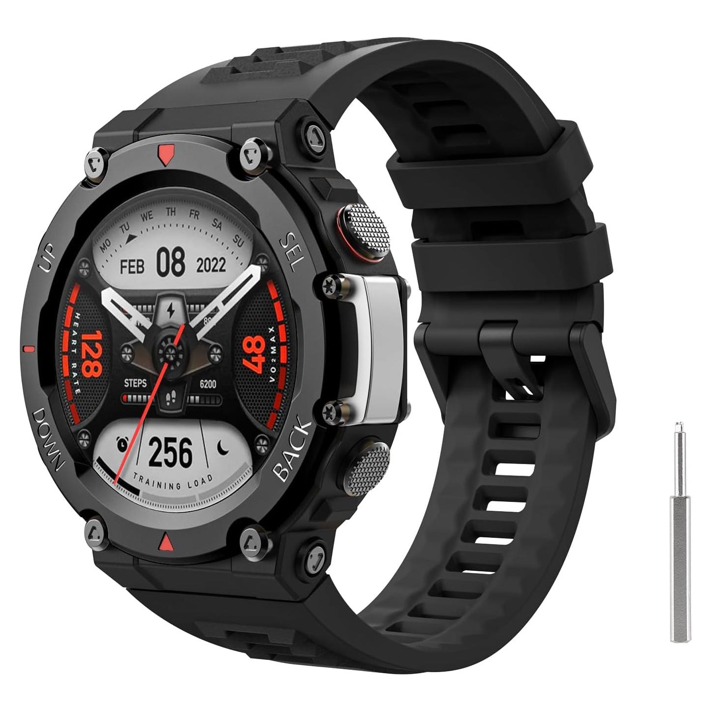 Correa de Reloj MoKo para Amazfit T-Rex 2 - Silicona Suave Negra