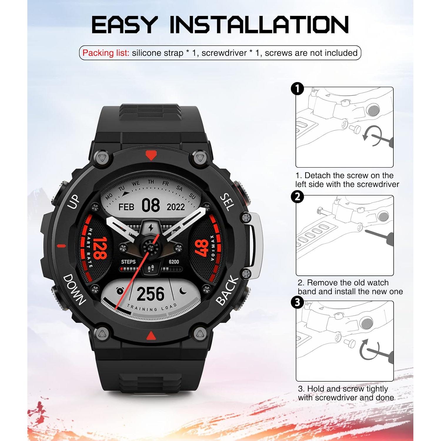 Correa de Reloj MoKo para Amazfit T-Rex 2 - Silicona Suave Negra