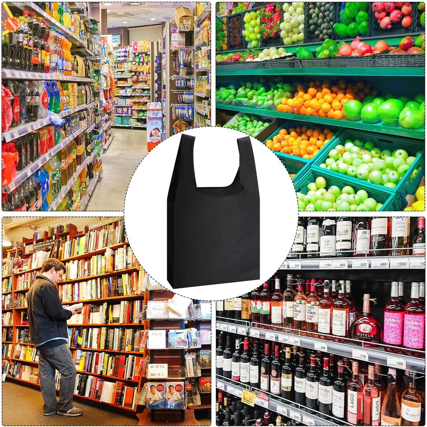 Chumia 50 Bolsas de Compras Reutilizables Plegables Negras