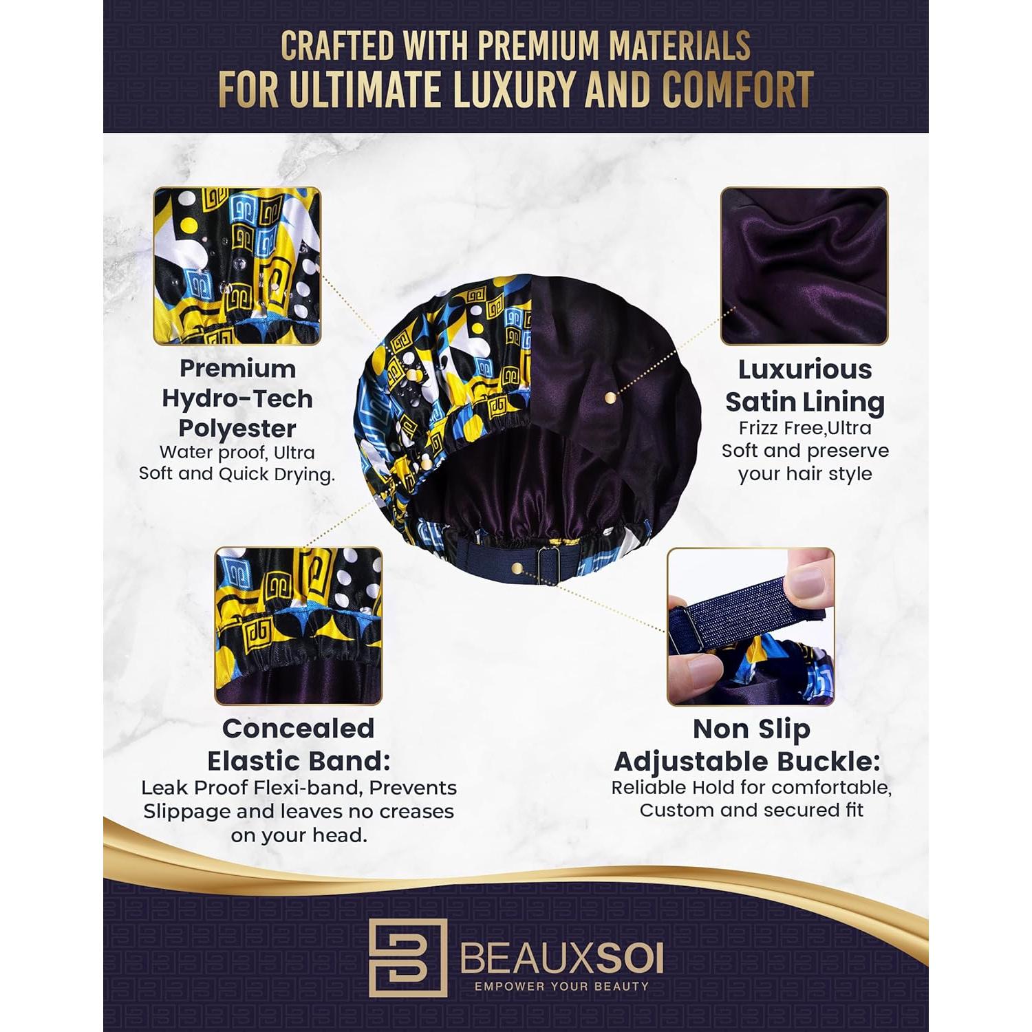 Gorro de Ducha Reutilizable Impermeable Beauxsoi - Satén Ajustable