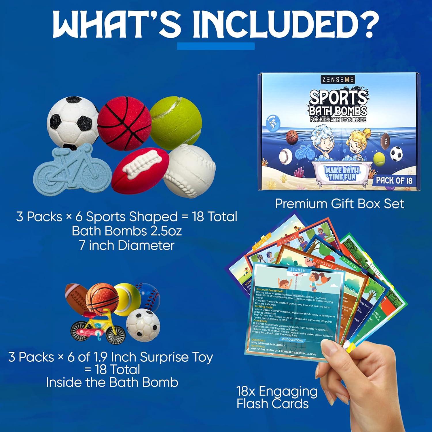 Set de 18 Bombas de Baño Deportivas ZenseMe con Juguetes