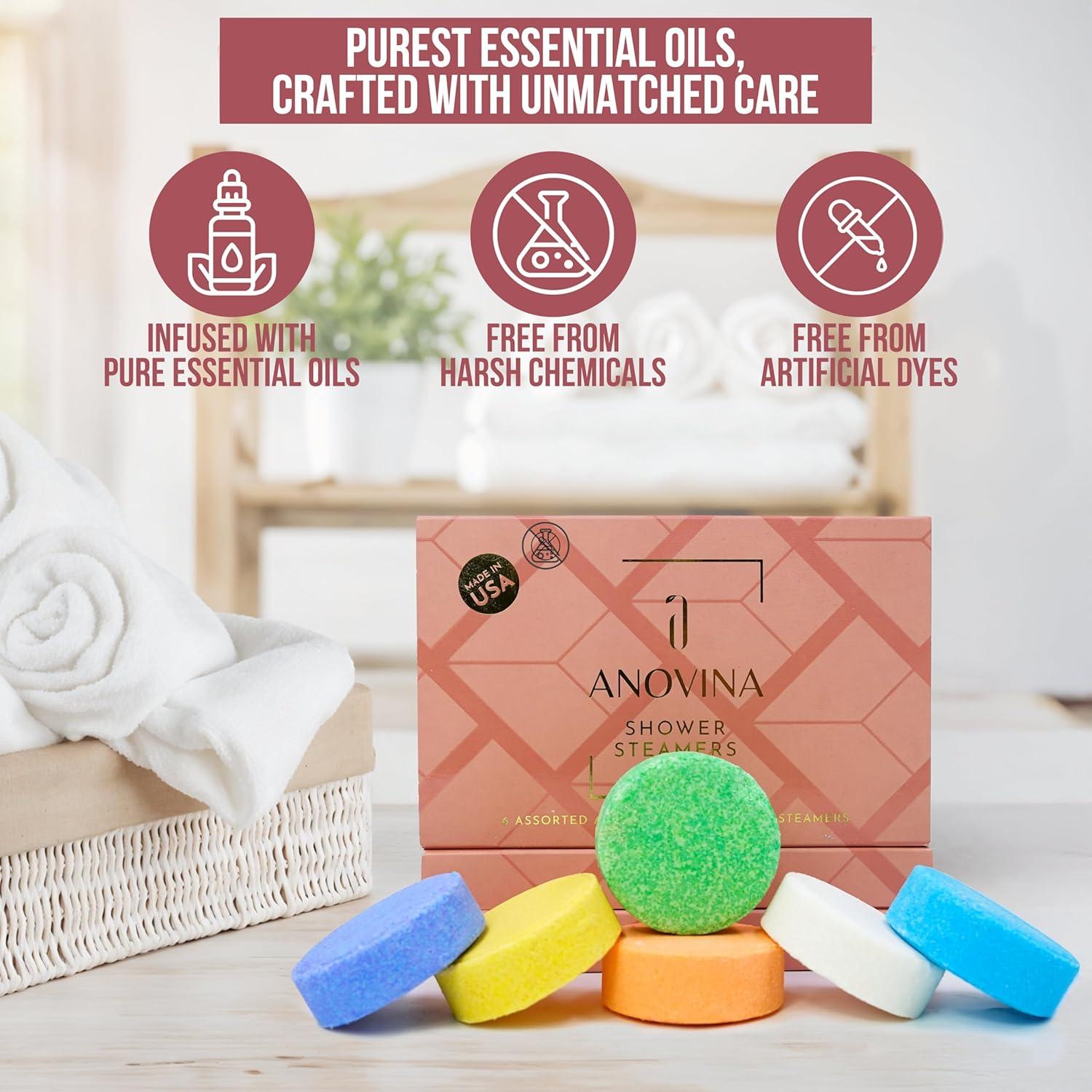 Caja de Regalo de Vaporizadores de Ducha Aromaterapia Anovina - 6 Tabletas Naturales