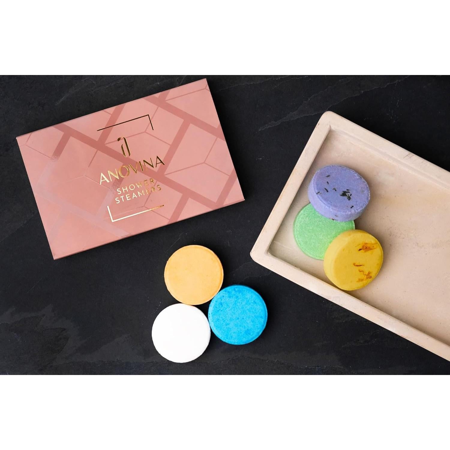 Caja de Regalo de Vaporizadores de Ducha Aromaterapia Anovina - 6 Tabletas Naturales