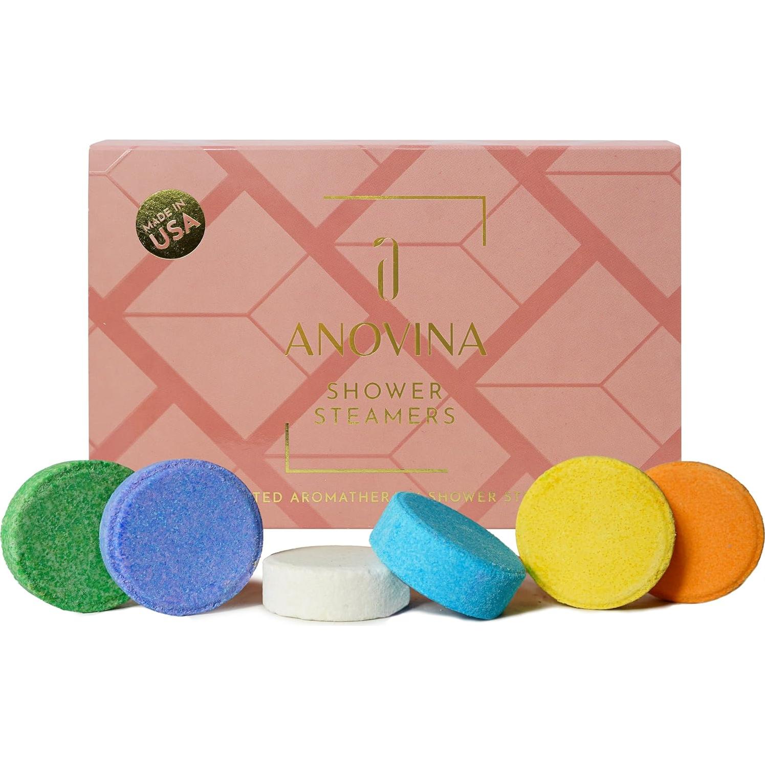 Caja de Regalo de Vaporizadores de Ducha Aromaterapia Anovina - 6 Tabletas Naturales