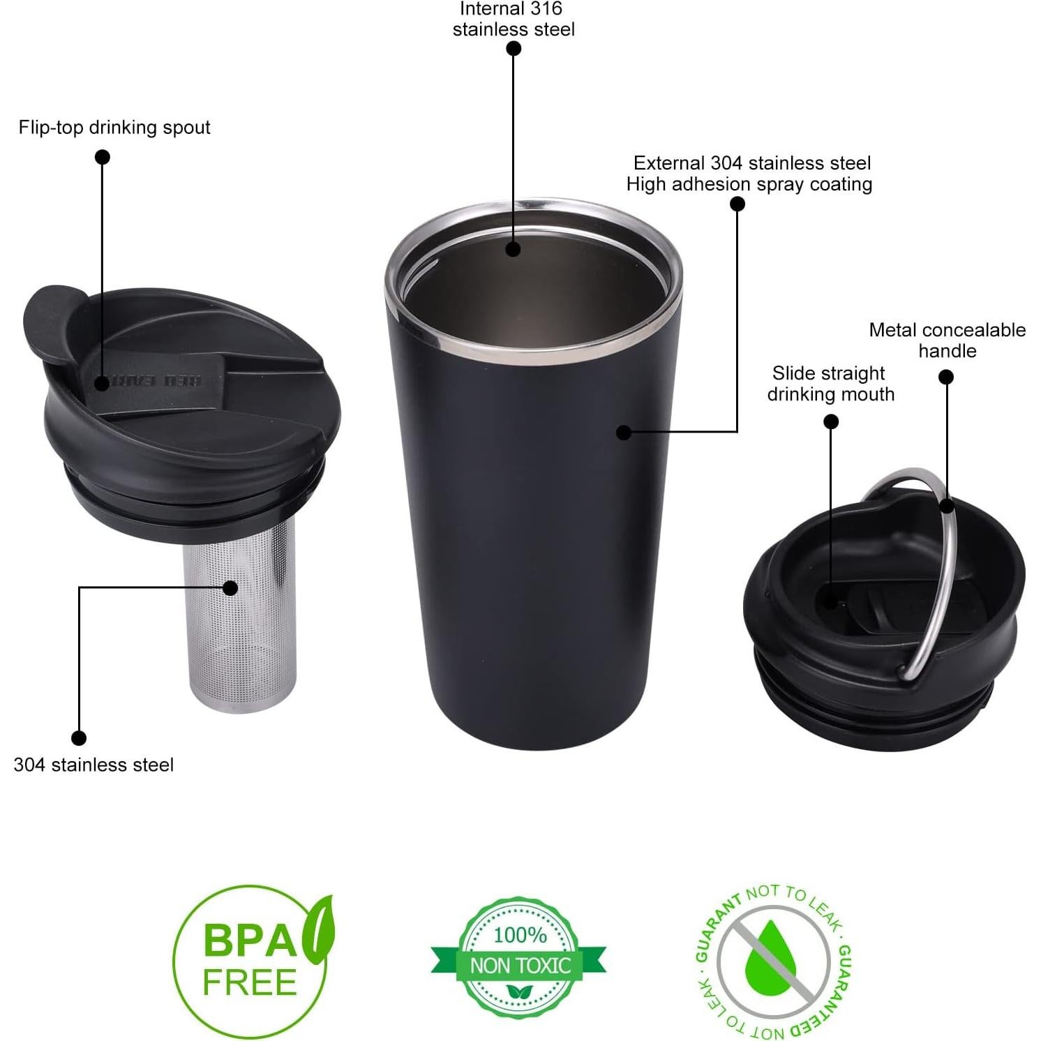 Taza de Viaje GiNT 500ml con Infusor y Tapa Aislada