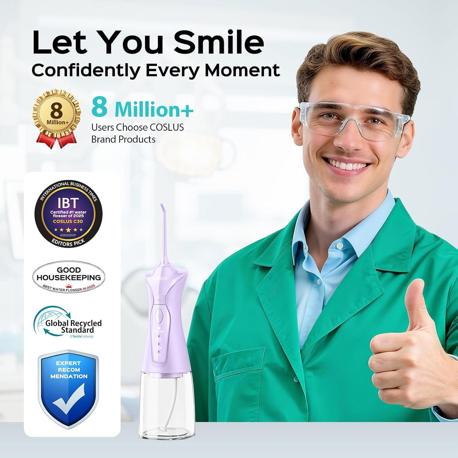 Hilo Dental Inalámbrico COSLUS C30 - 300ml, 4 Modos, Portátil