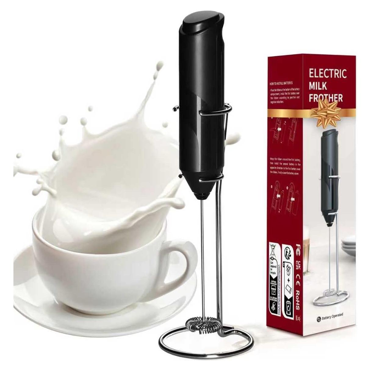 Espumador de Leche Simple Deluxe a Batería con Soporte Inoxidable