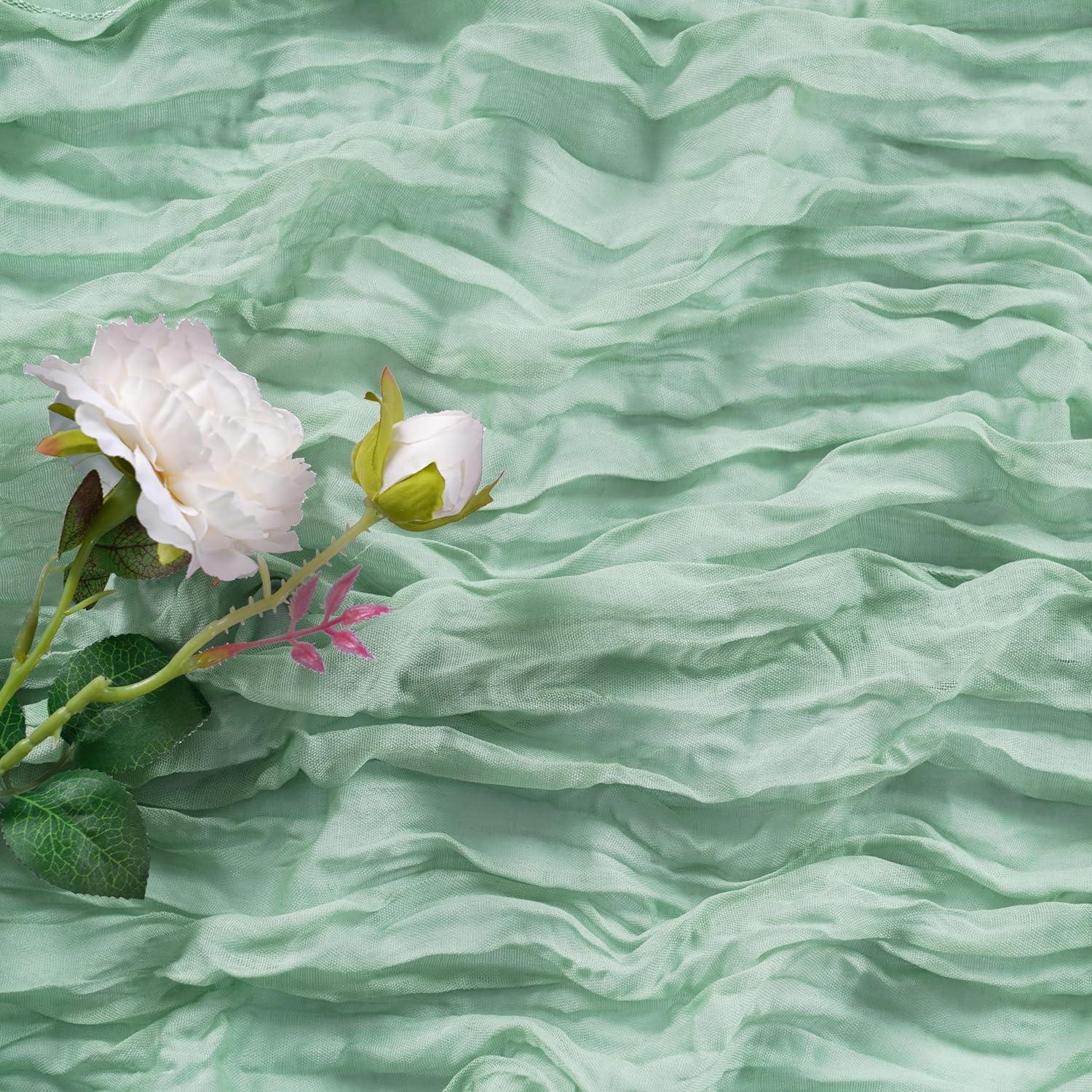 Camino de Mesa Gasa Arrugada 12 Piezas 43x274 cm Verde Gris