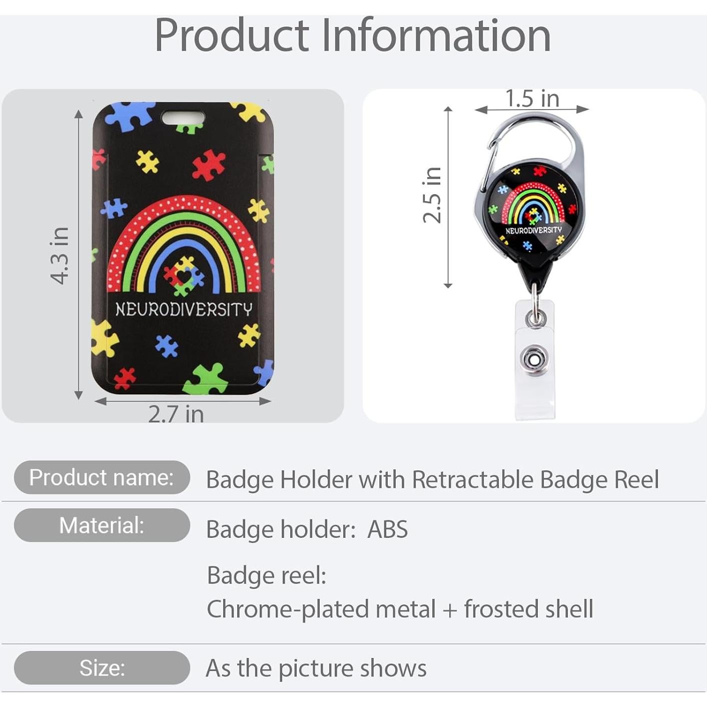 Portador de Insignia Retráctil DMLSKY Autismo 2 Colores