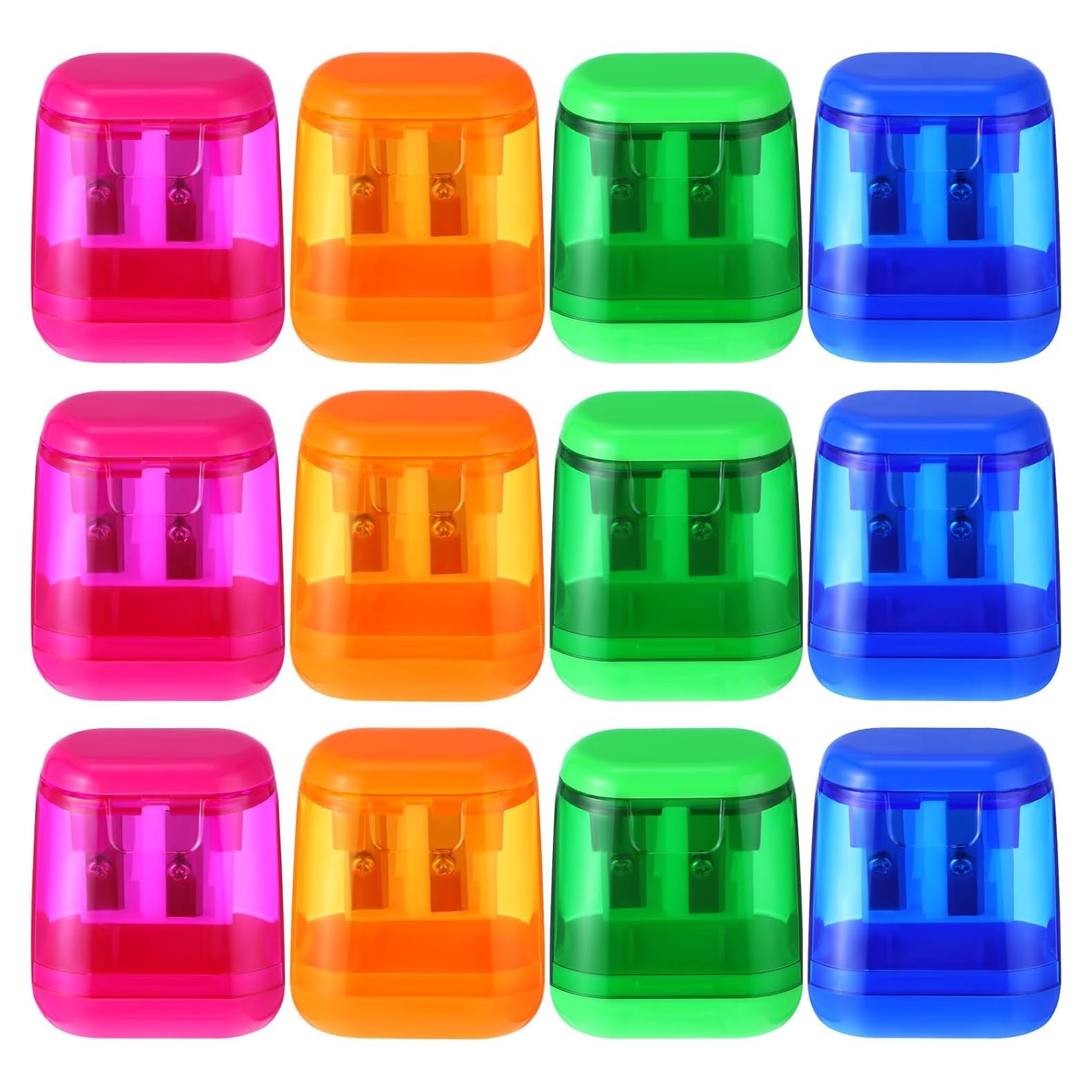 12 Sacapuntas Manuales Chivertion Doble Agujero Colores Vivos