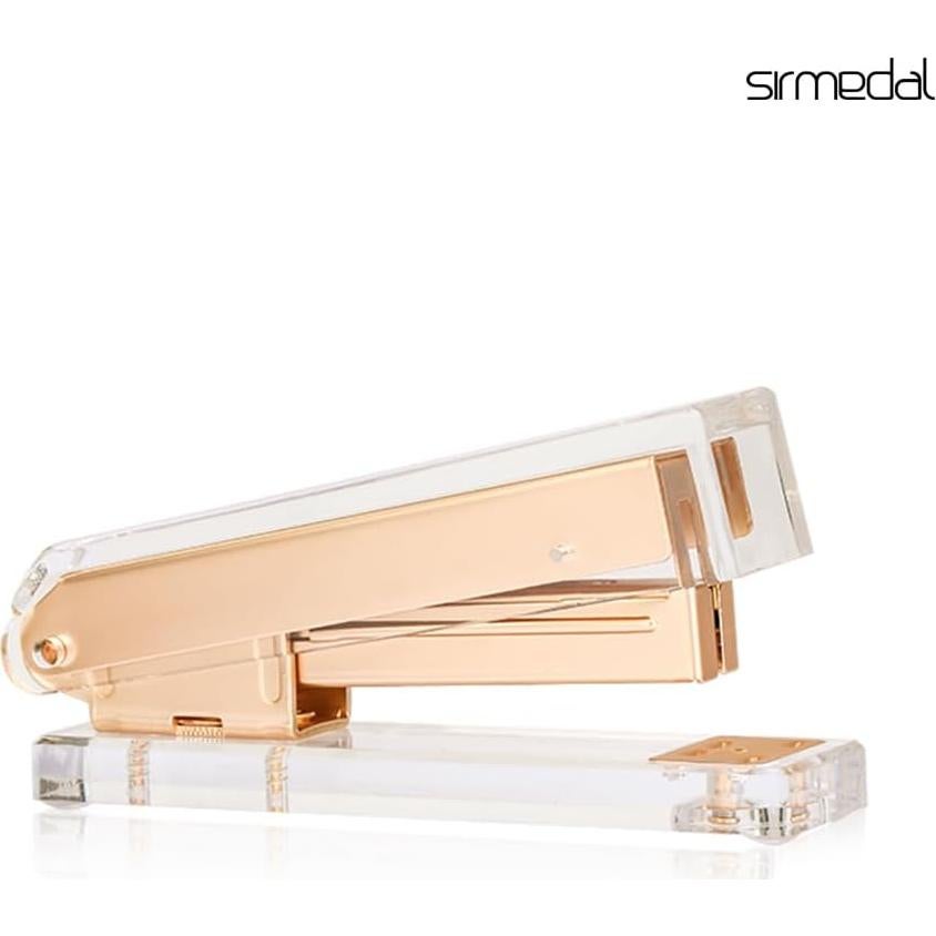 Grapadora Acrílica SIRMEDAL Dorada Mate con 1000 Grapas