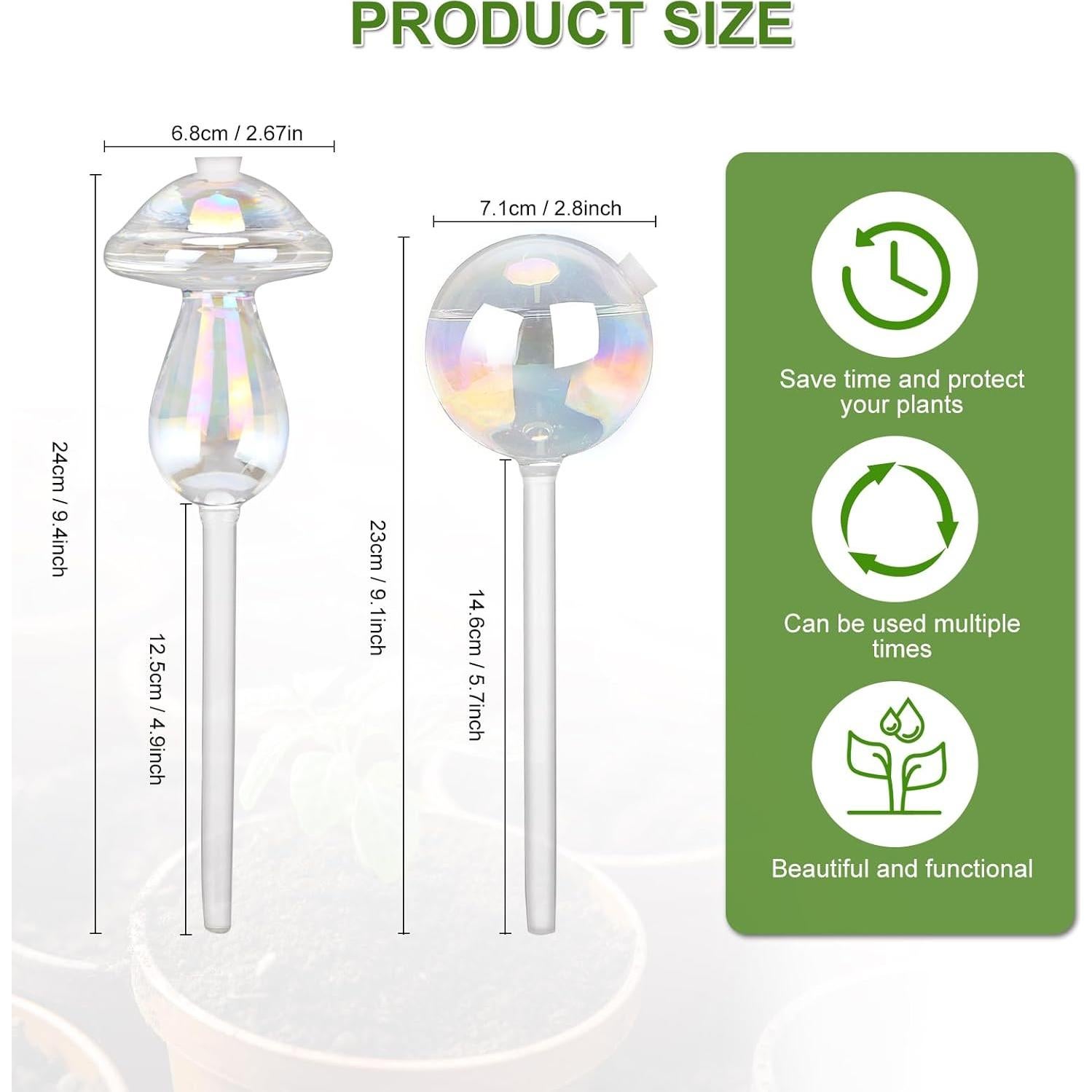 Esferas de Riego Automático Laawe 2PCS Vidrio Arcoíris 150ml