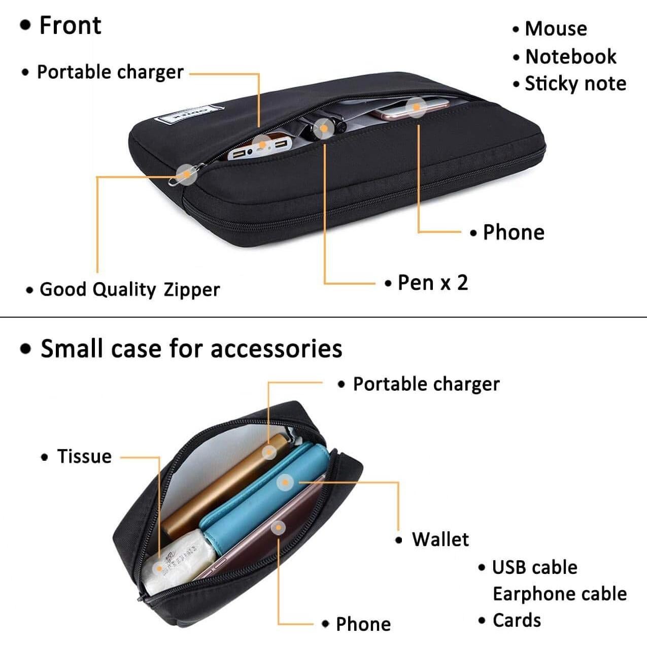 Funda acolchada para laptop ODTEX 13-14" negra con estuche