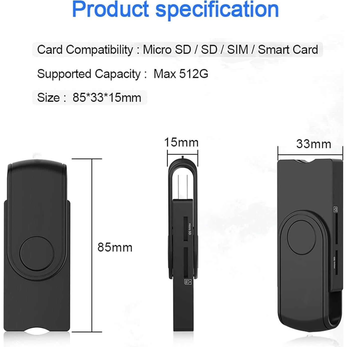 Lector de Tarjetas CAC Aiyingmei 5 en 1 USB Militar DOD